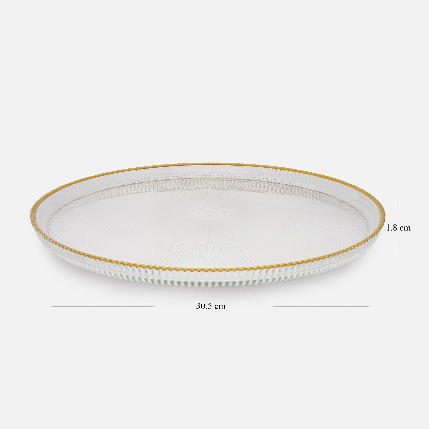 Set of 5 Clear and Gold Ribbed Bowls with Plate