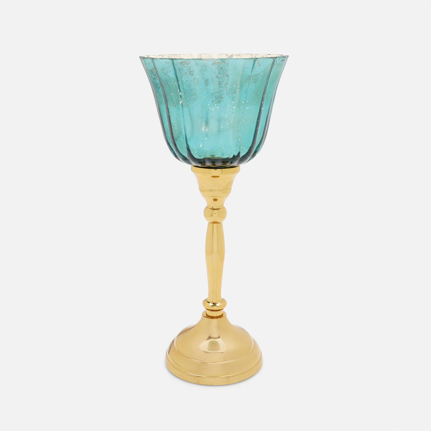 Teal and Gold Votive with Metal Stand - Small