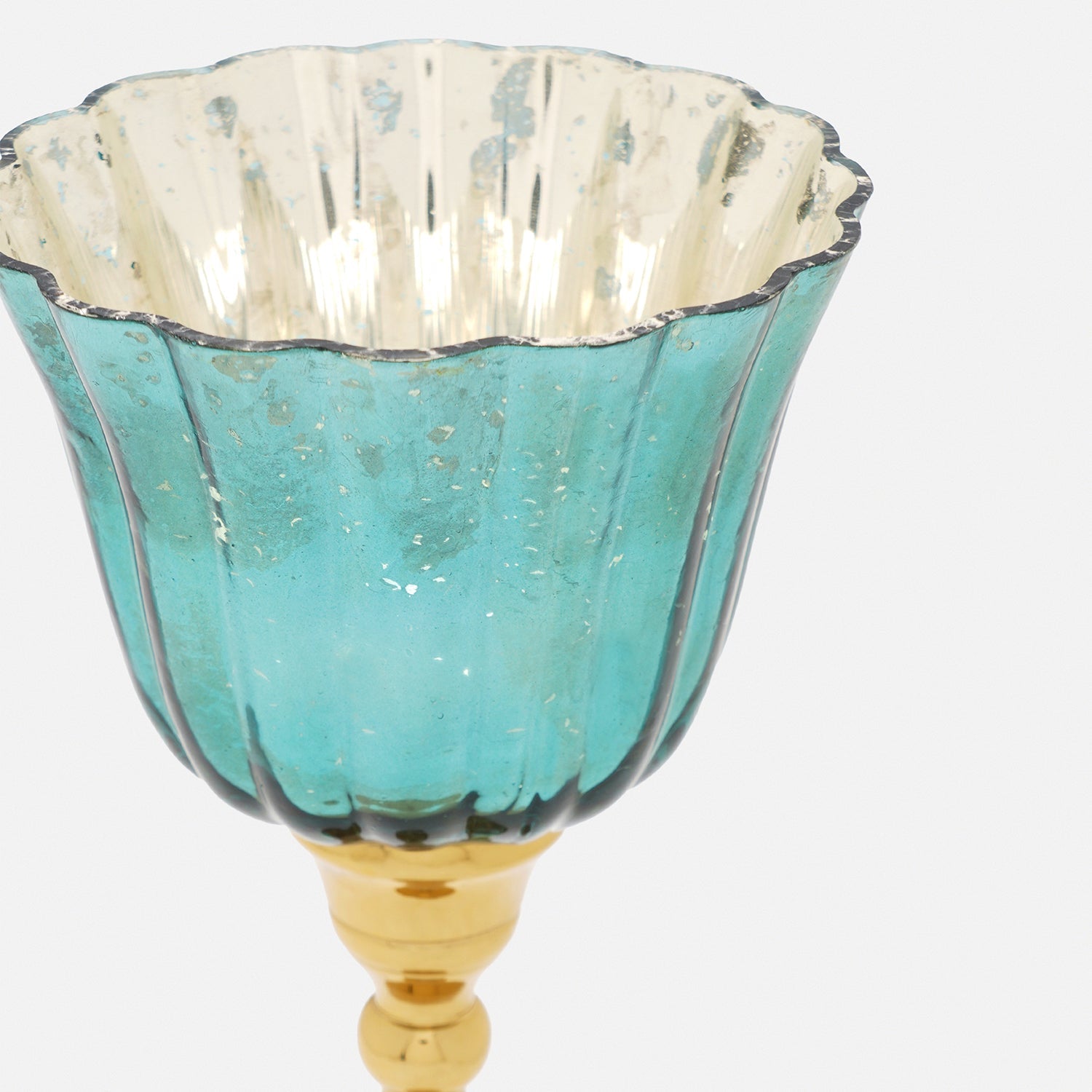 Teal and Gold Votive with Metal Stand - Small