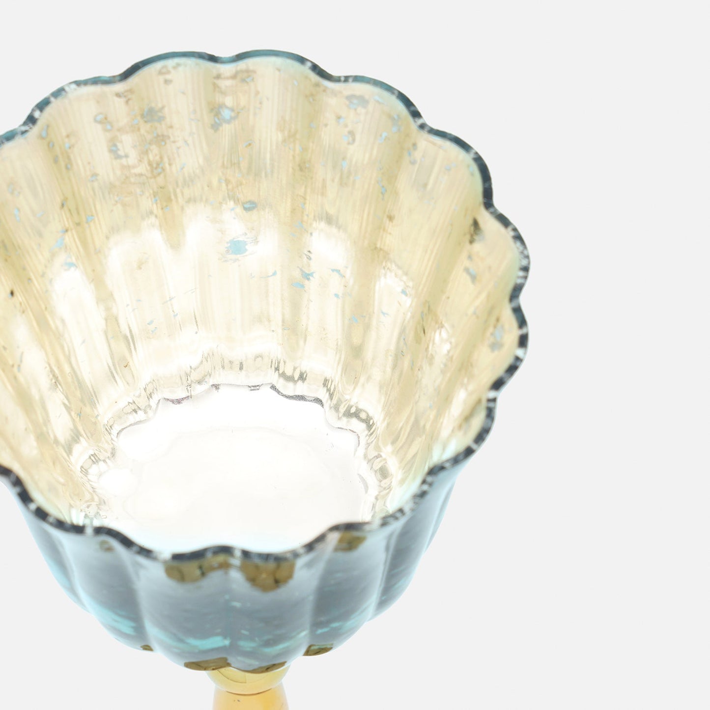 Teal and Gold Votive with Metal Stand - Small