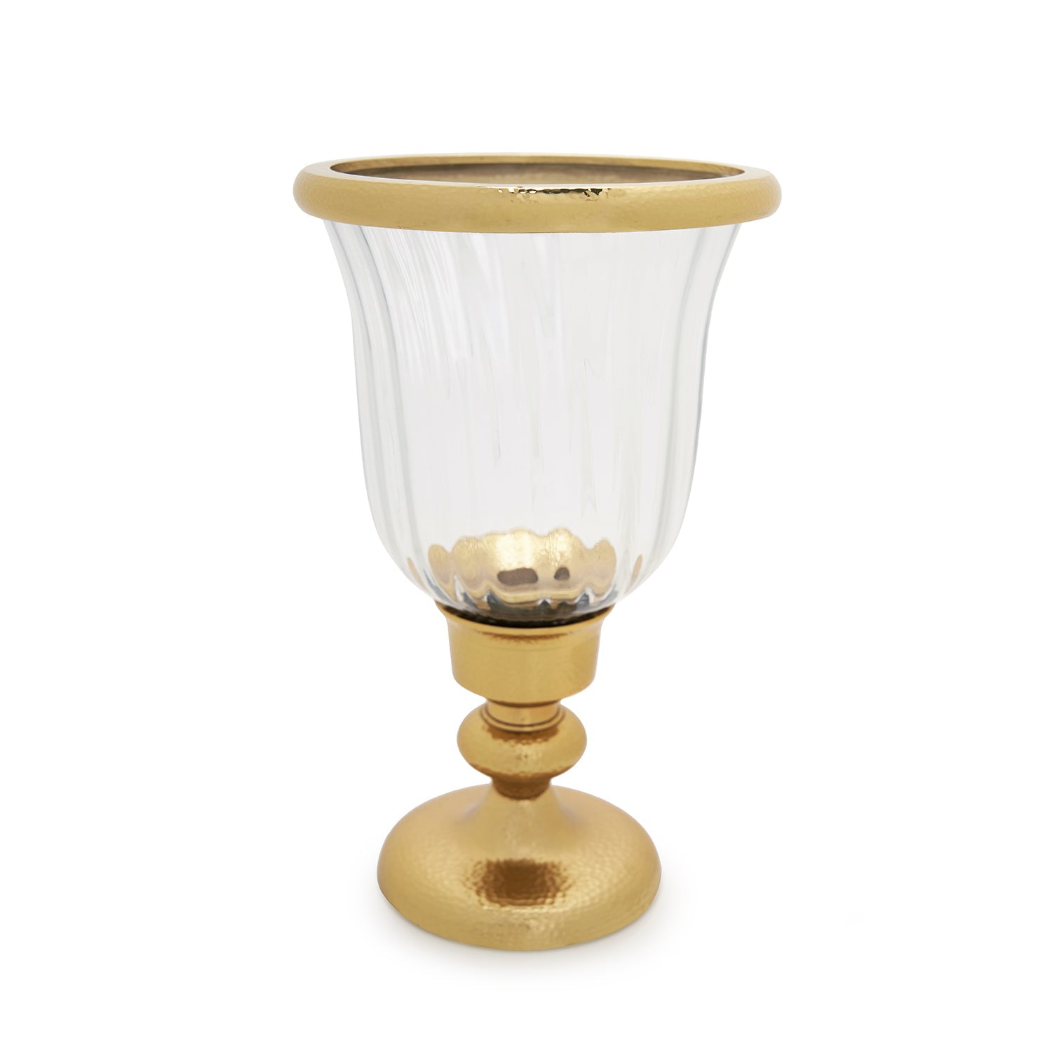 Clear Glass Hurricane with Tall Metal Stand - Small