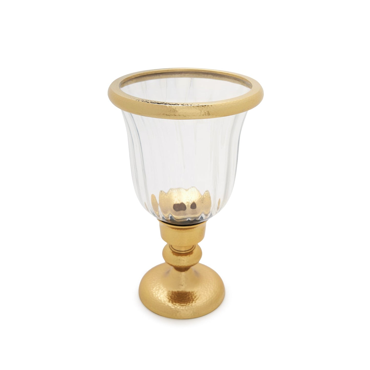 Clear Glass Hurricane with Tall Metal Stand - Small