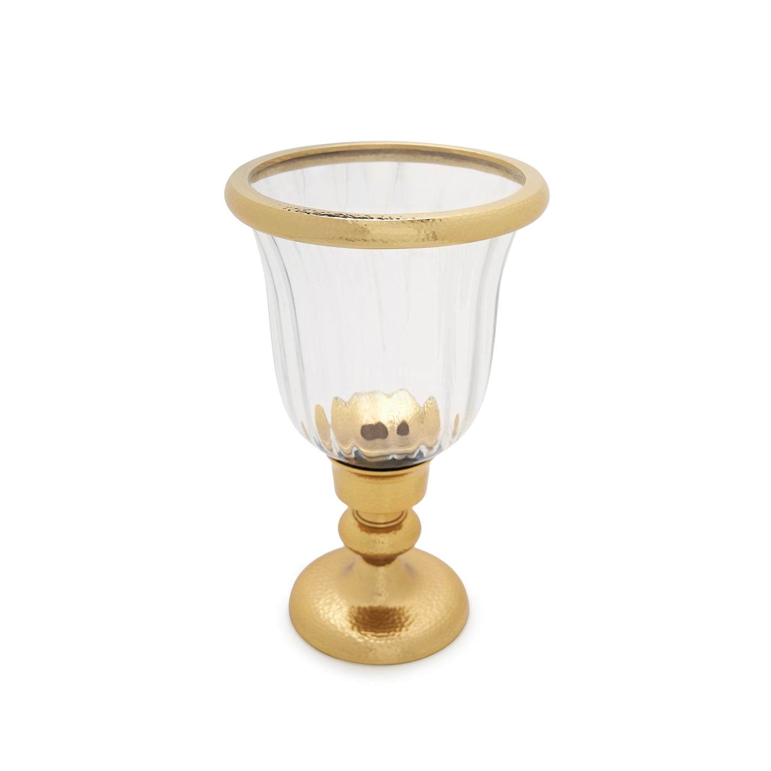 Clear Glass Hurricane with Tall Metal Stand - Small