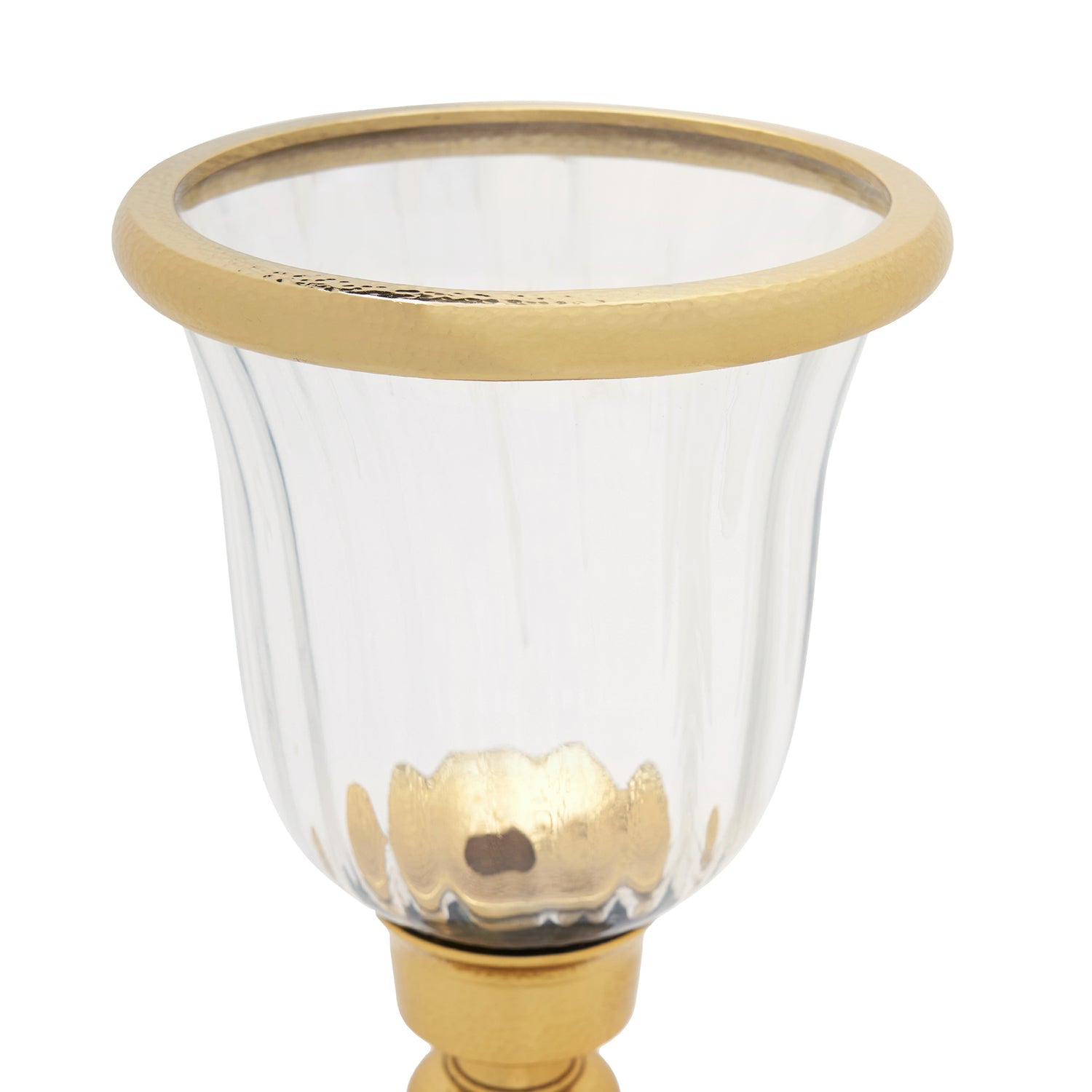 Clear Glass Hurricane with Tall Metal Stand - Small