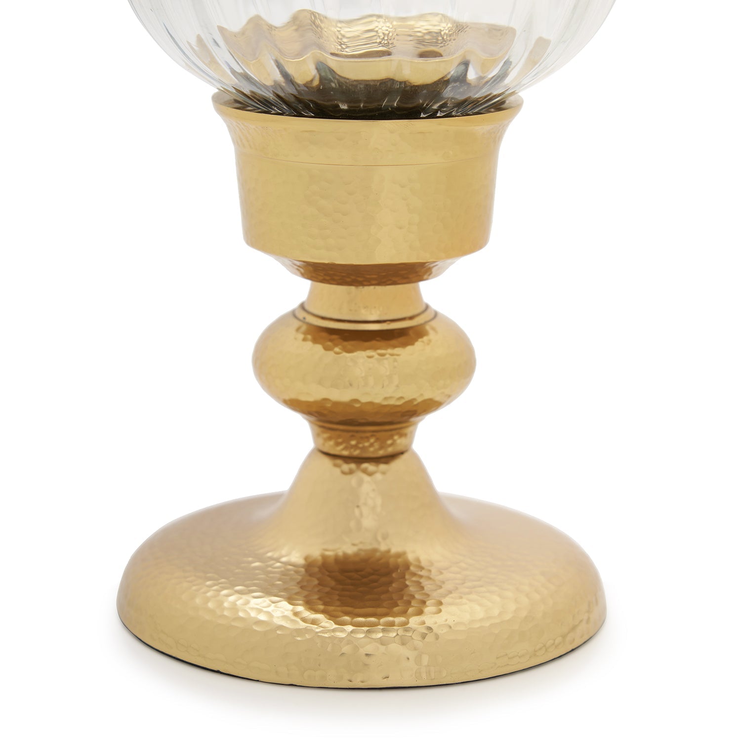 Clear Glass Hurricane with Tall Metal Stand - Small