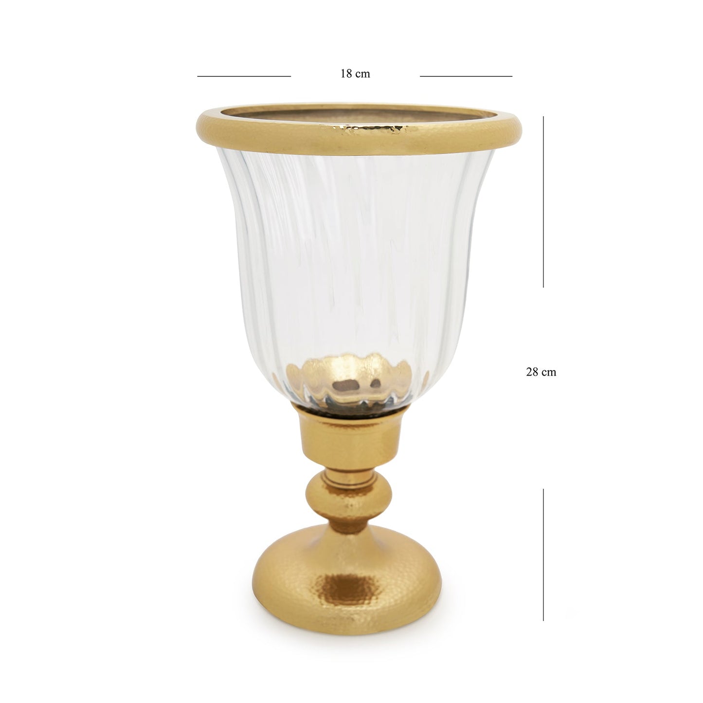 Clear Glass Hurricane with Tall Metal Stand - Small