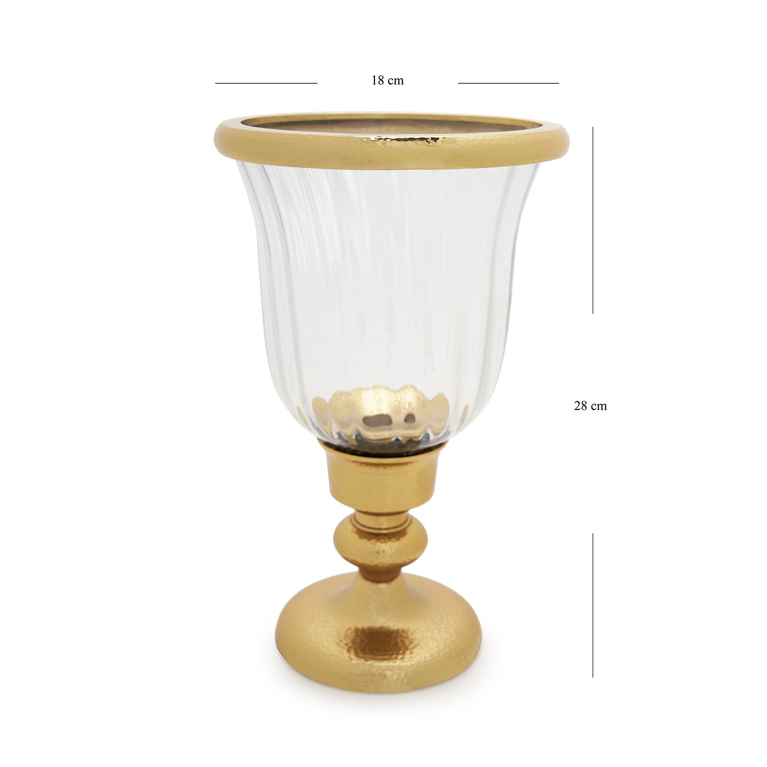 Clear Glass Hurricane with Tall Metal Stand - Small