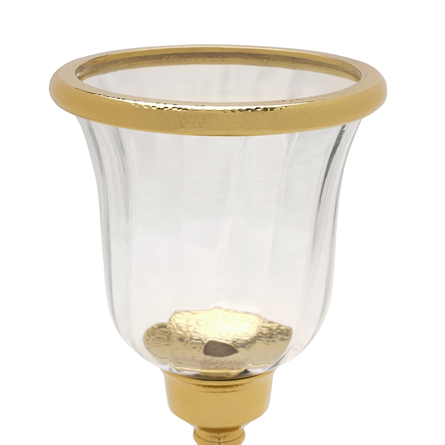 Clear Glass Hurricane with Tall Metal Stand - Large