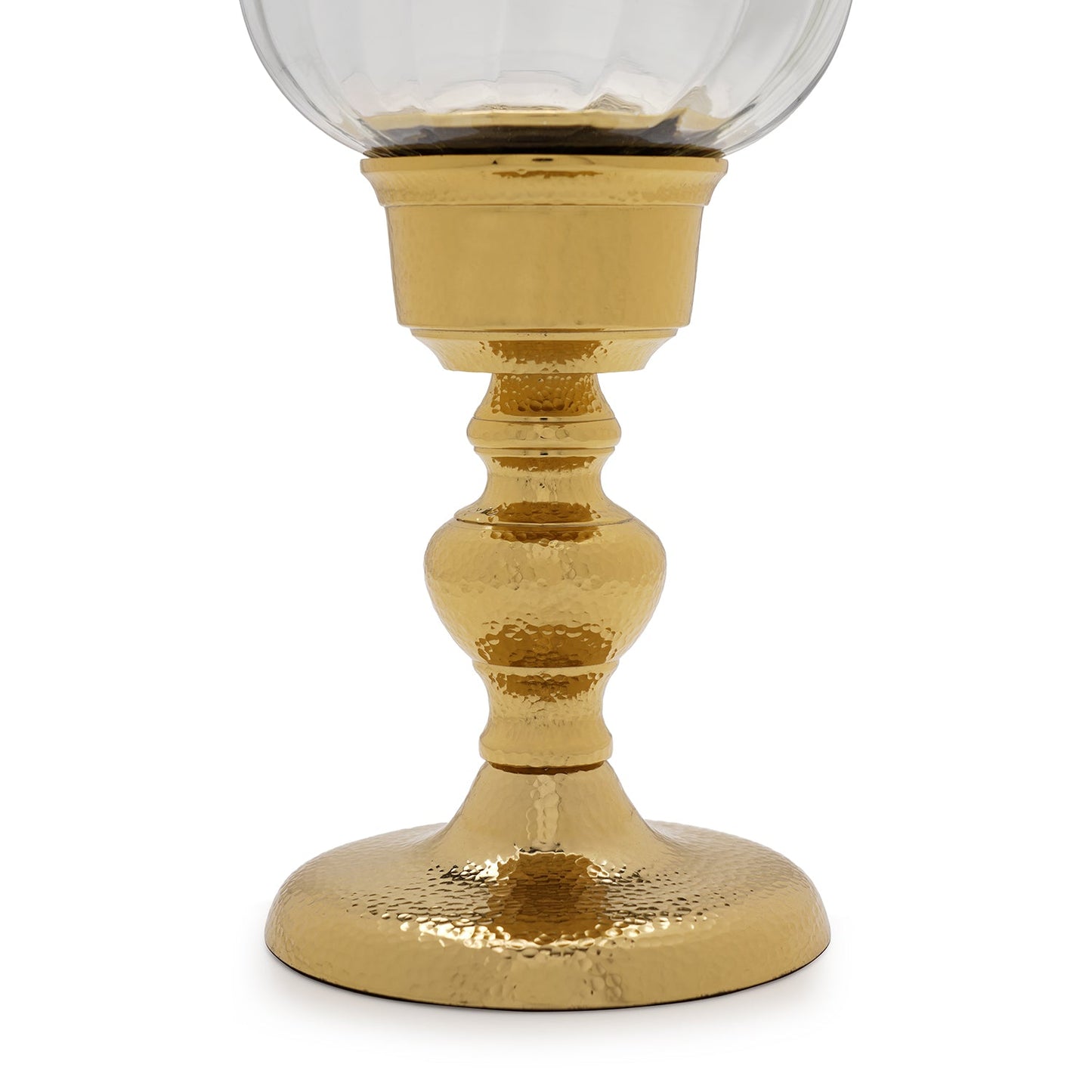 Clear Glass Hurricane with Tall Metal Stand - Large