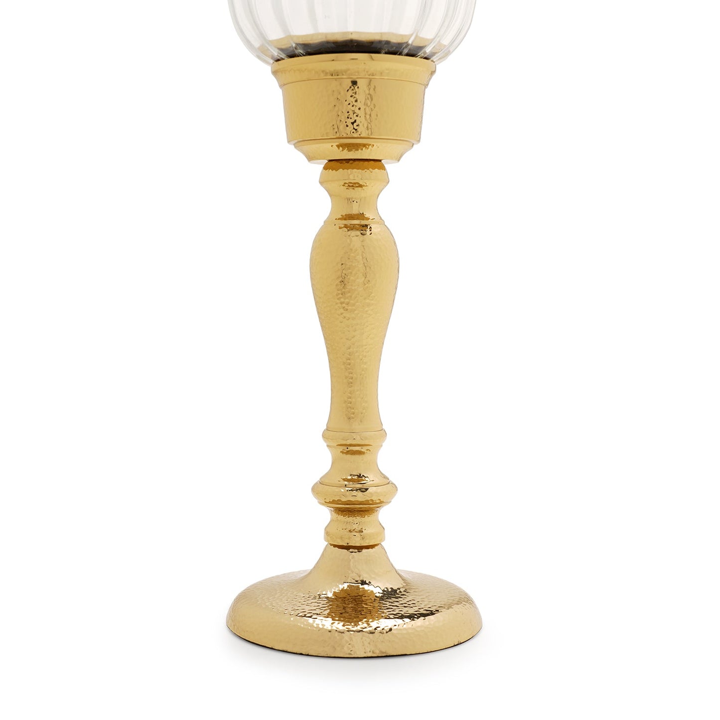 Clear Glass Hurricane with Curved Metal Stand - Small