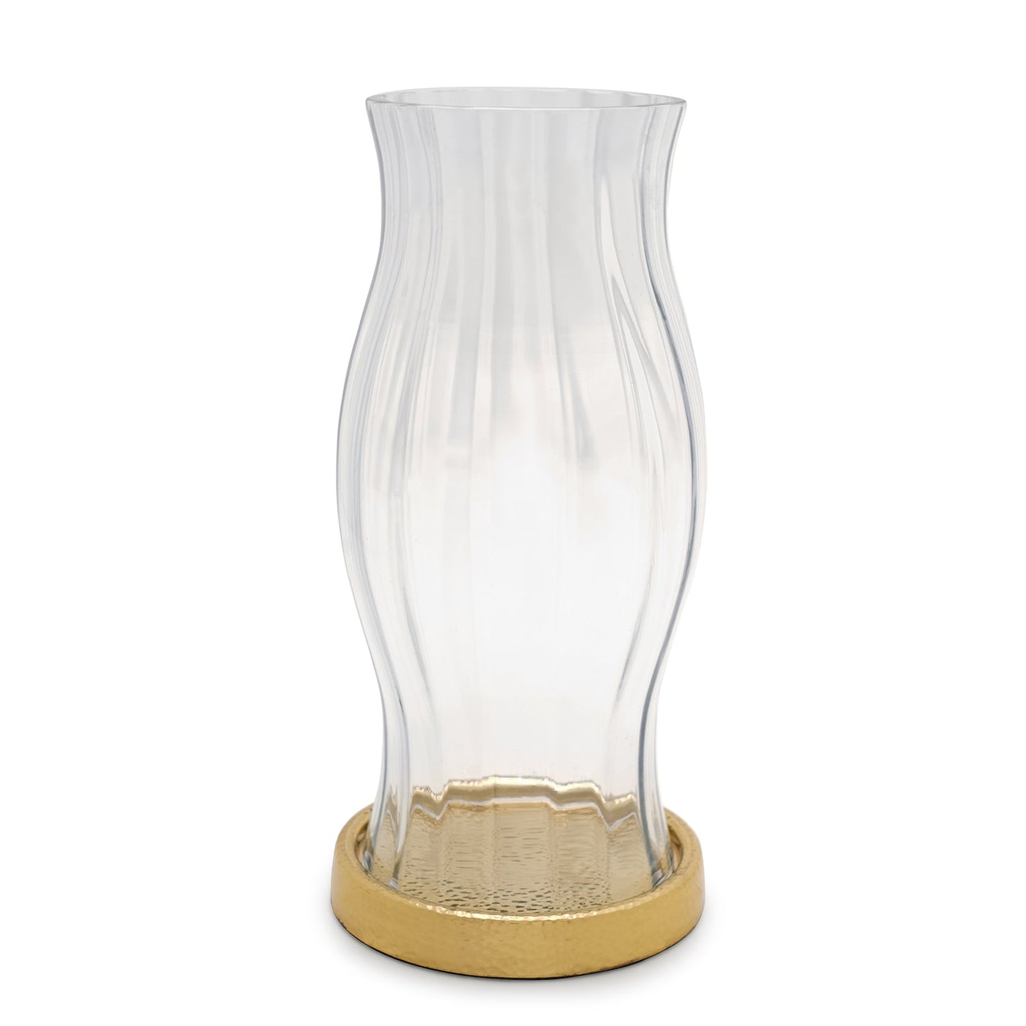 Clear Glass Textured Hurricane with Metal Base