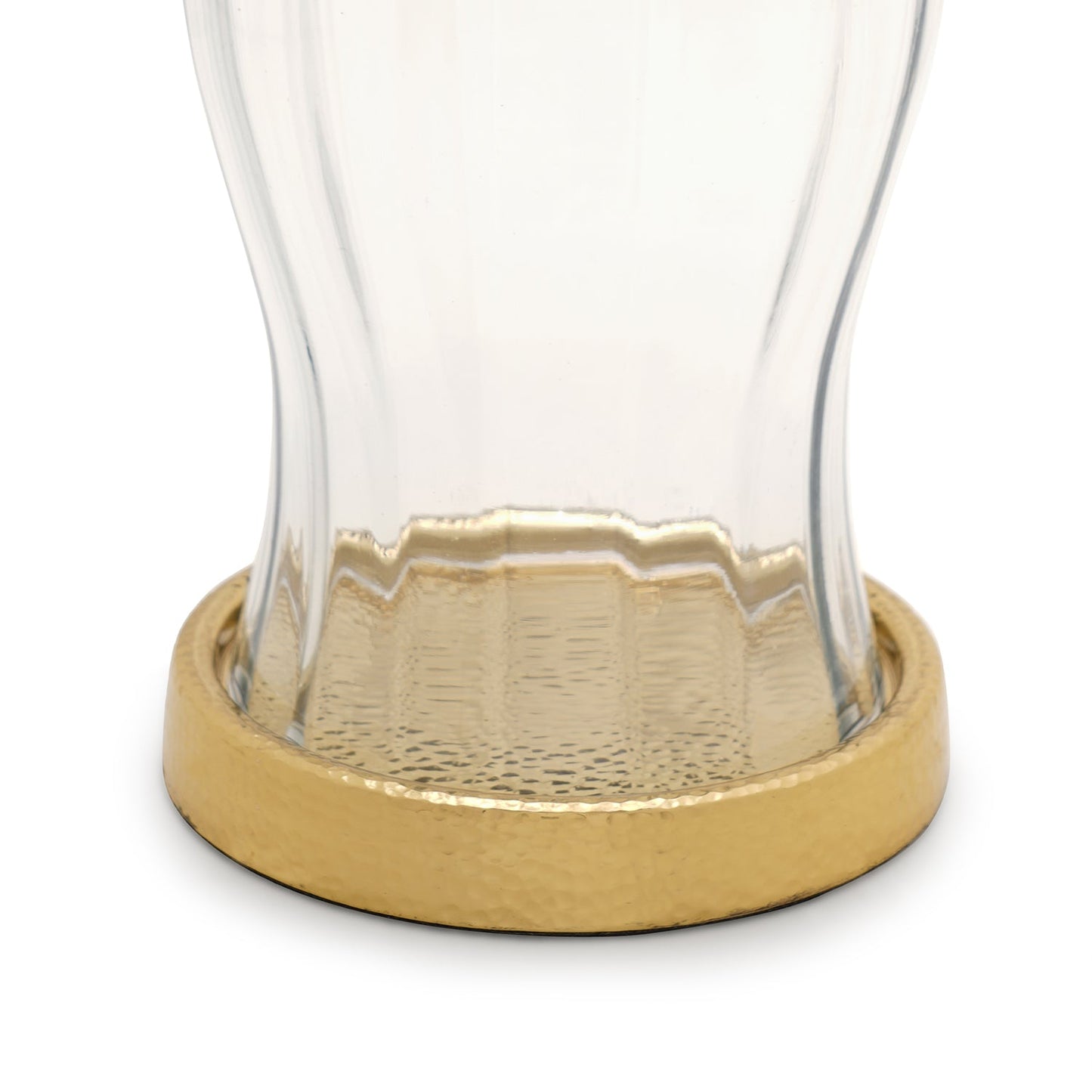 Clear Glass Textured Hurricane with Metal Base