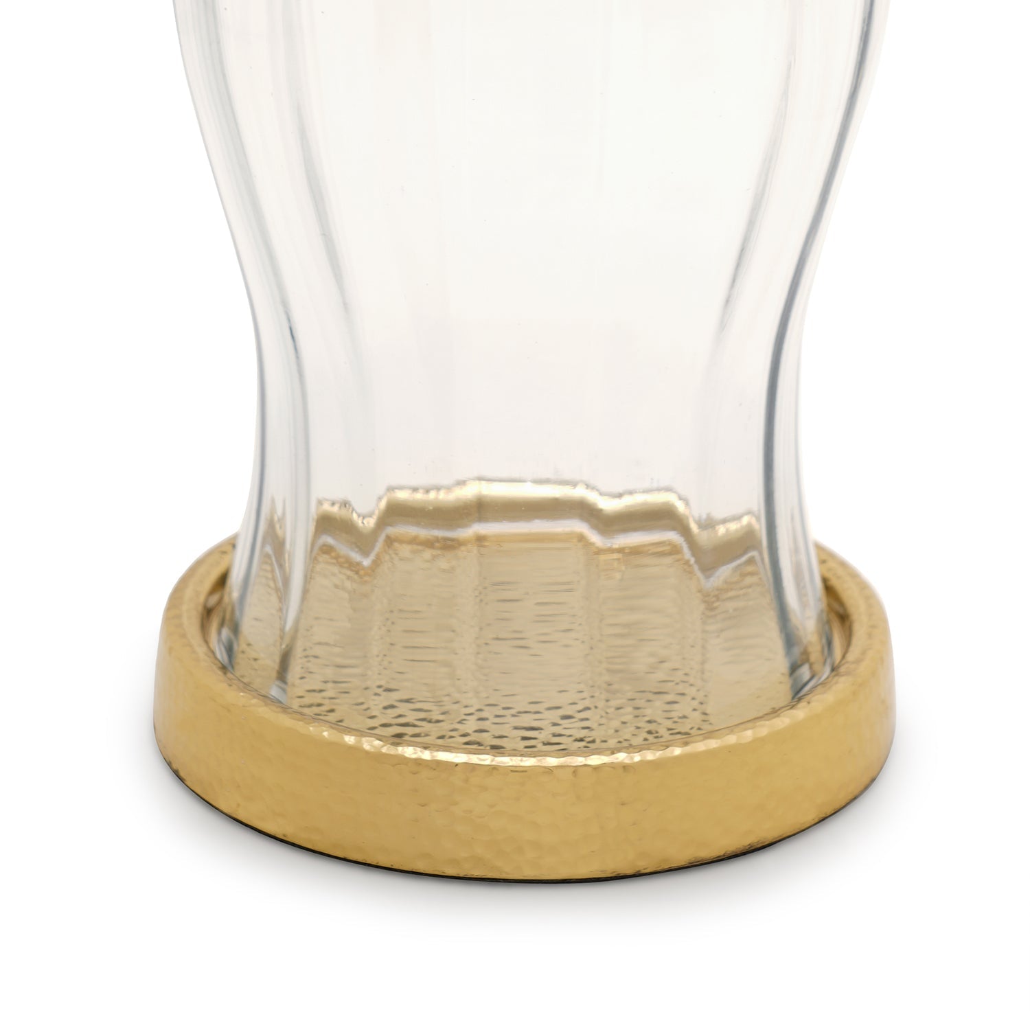 Clear Glass Textured Hurricane with Metal Base