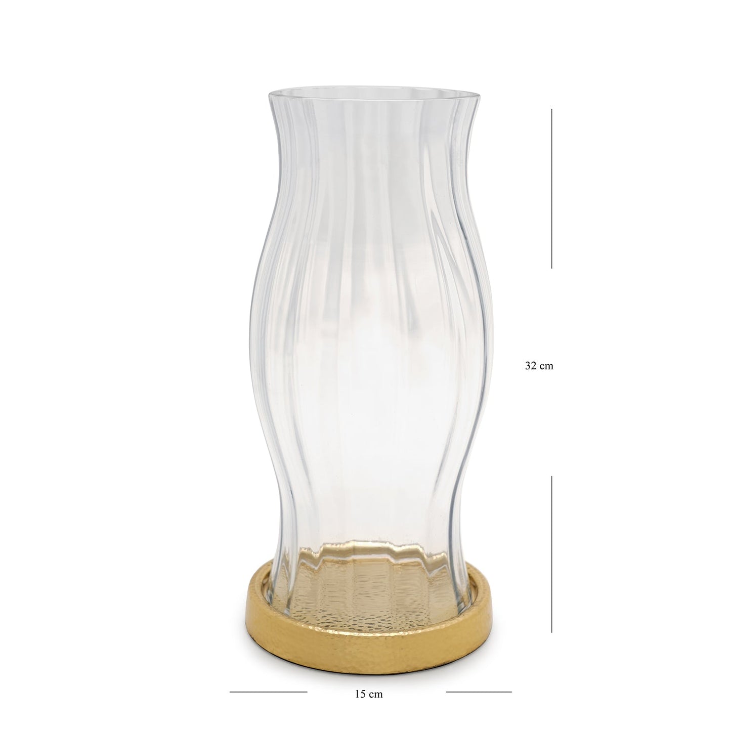 Clear Glass Textured Hurricane with Metal Base