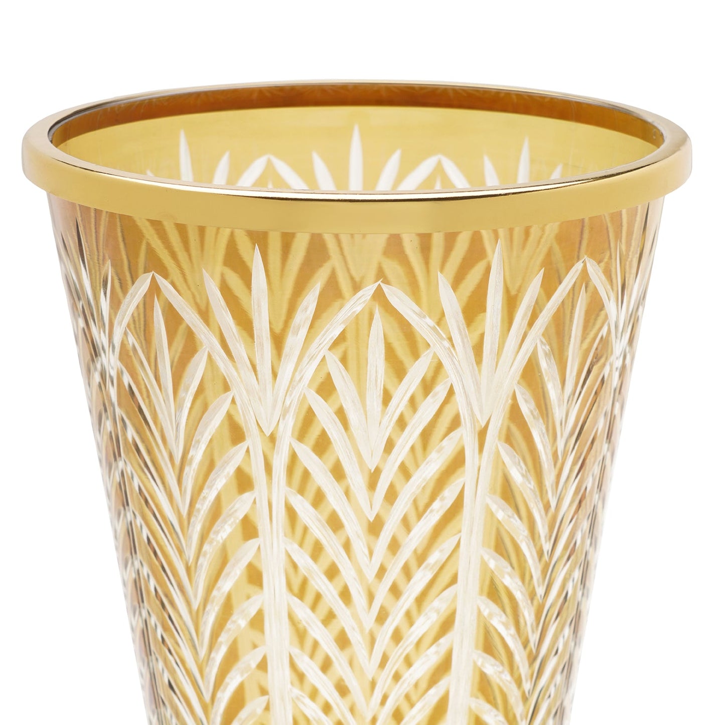 Clear Cut Glass Hurricane with Metal Base - Large