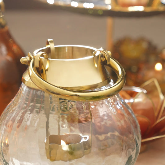 Clear Textured Glass Tea Light Holder - Small