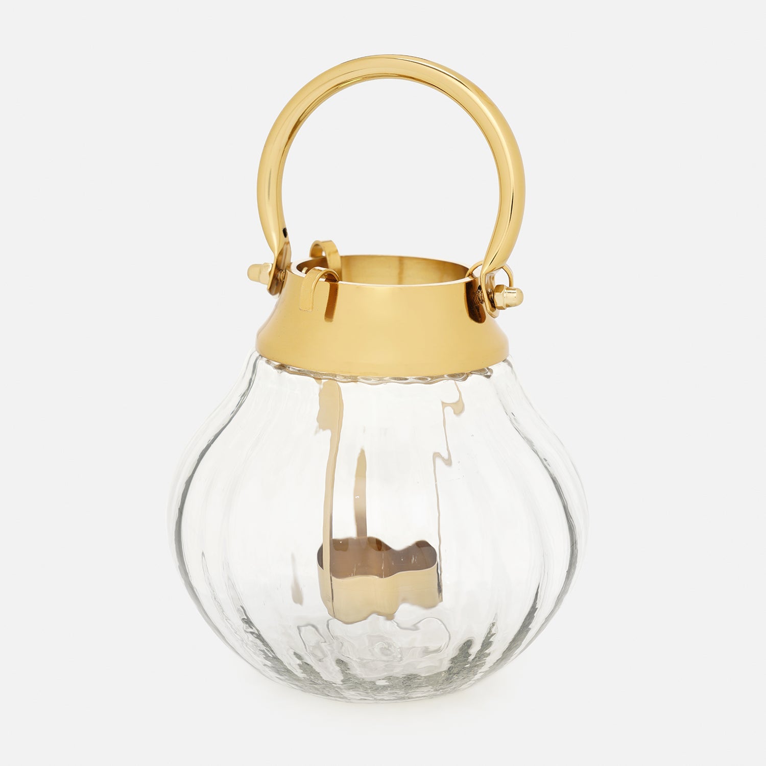 Clear Textured Glass Tea Light Holder - Small