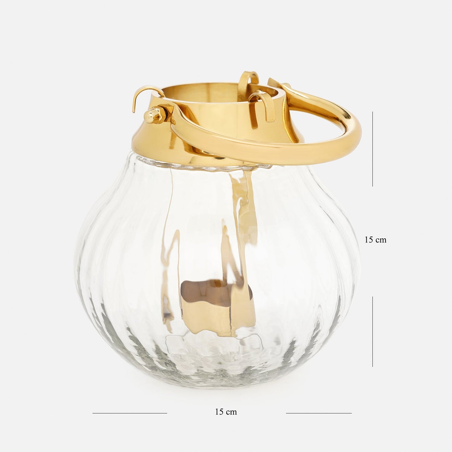 Clear Textured Glass Tea Light Holder - Small