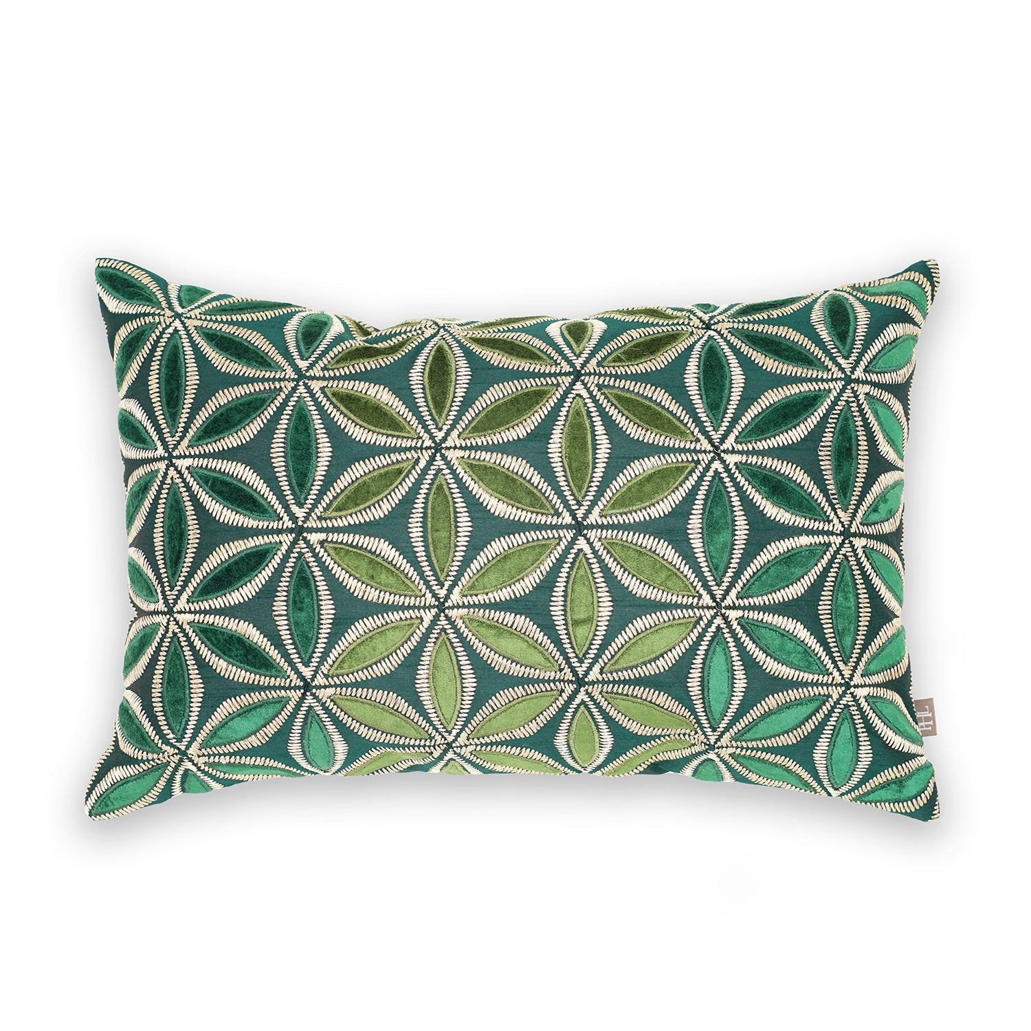 Green Embroidered Cushion Cover