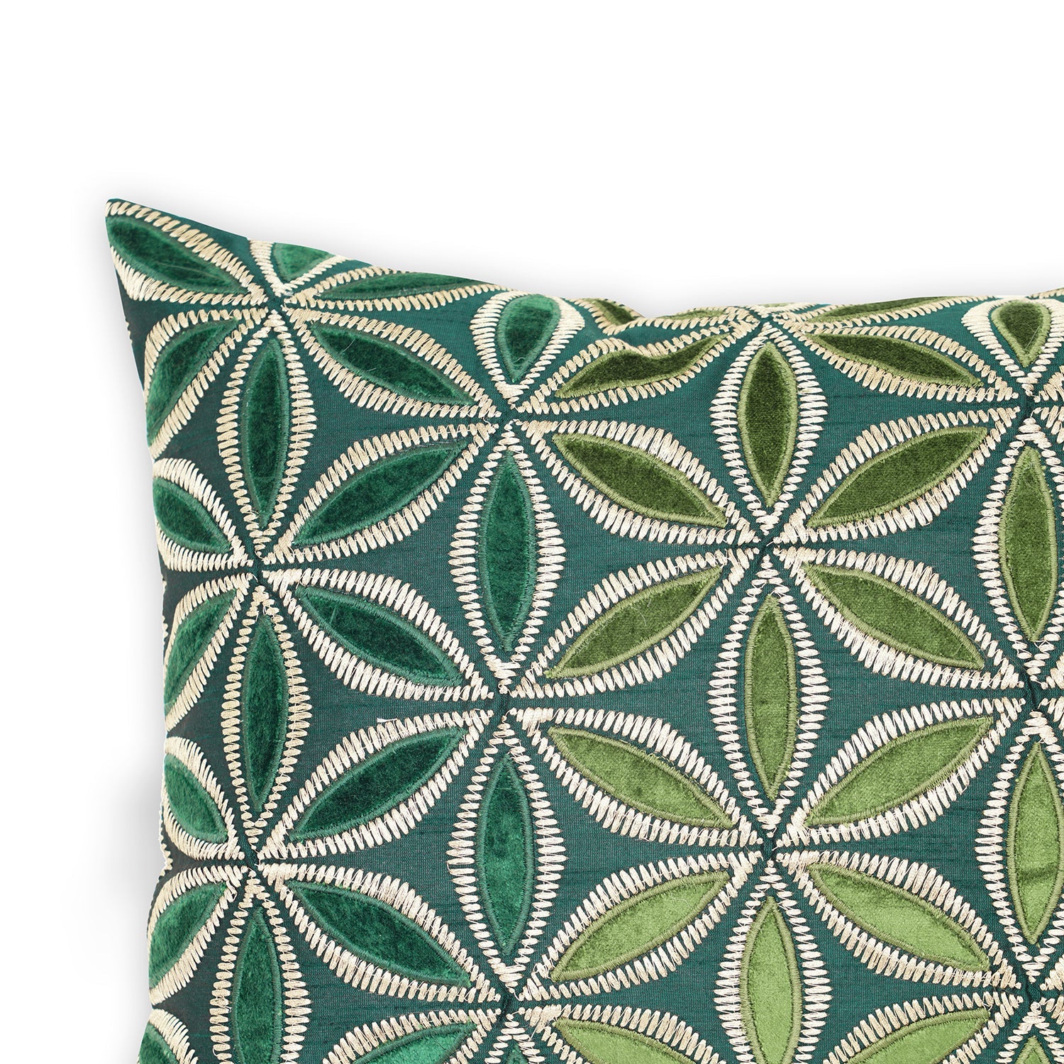 Green Embroidered Cushion Cover