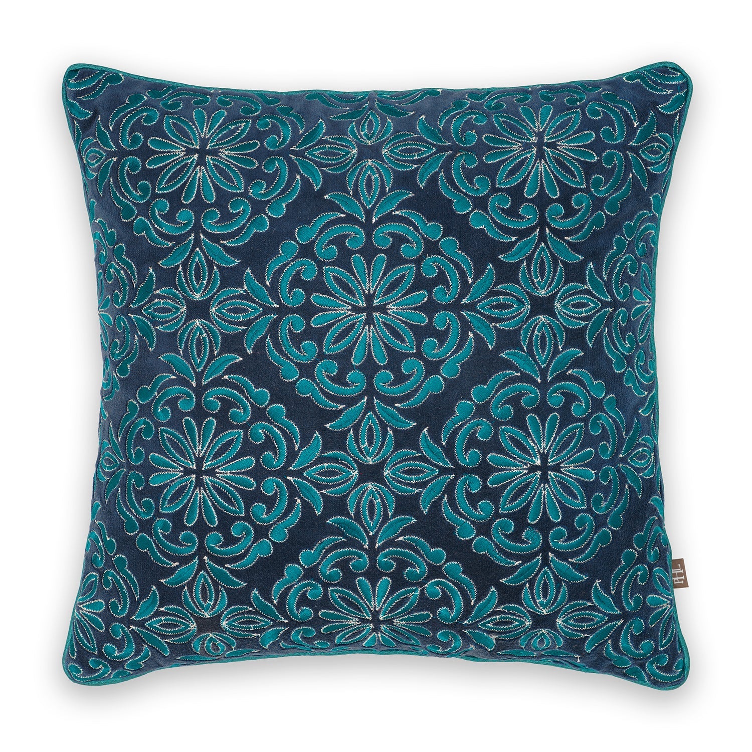 Blue Embroidered Cushion Cover