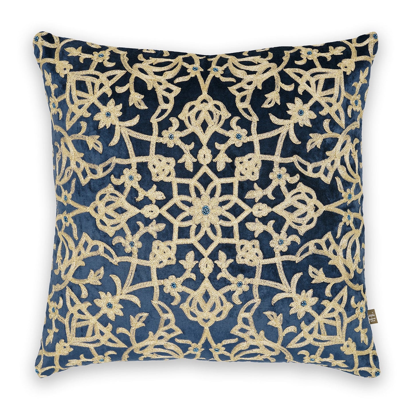Blue Embroidered Motif Cushion Cover