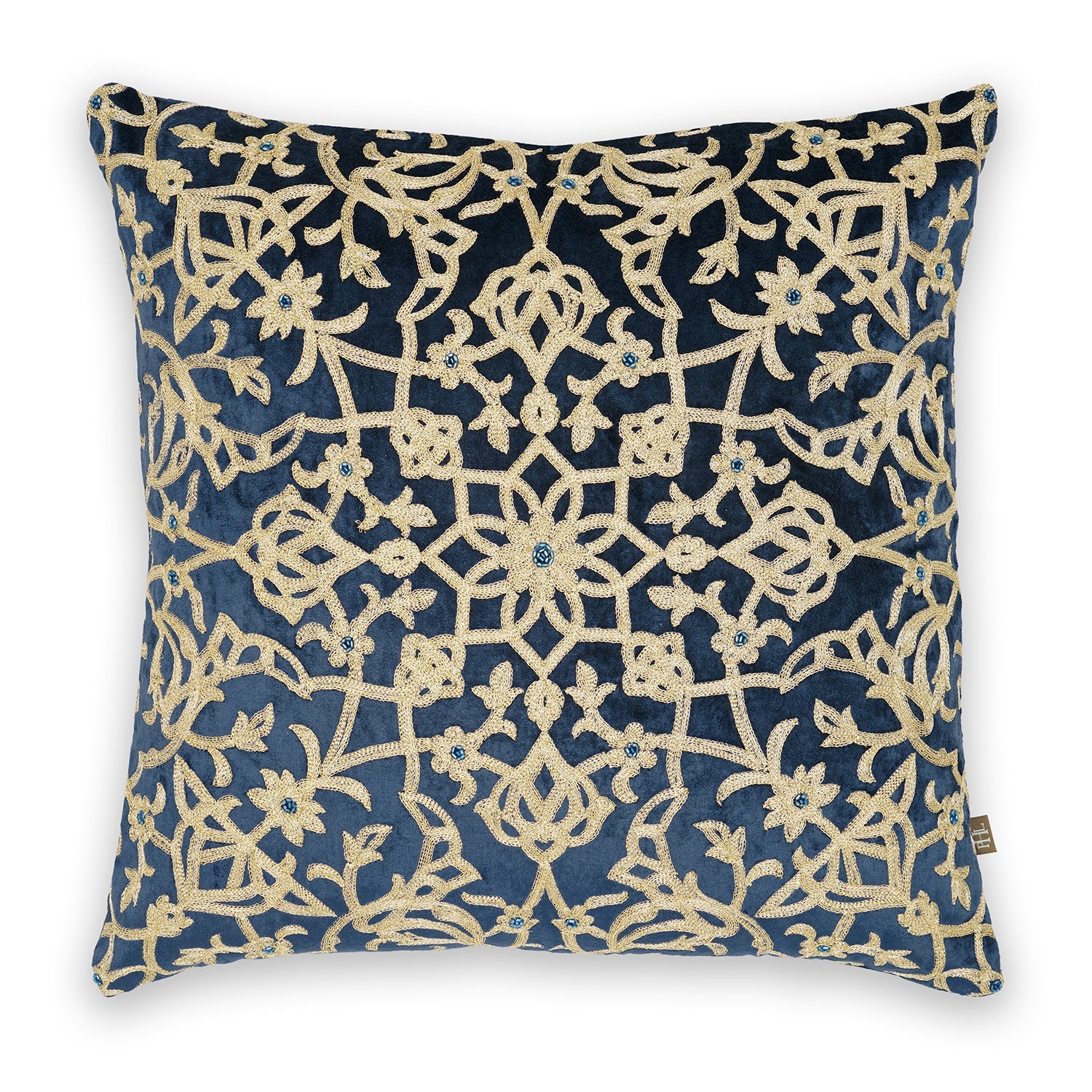 Blue Embroidered Motif Cushion Cover