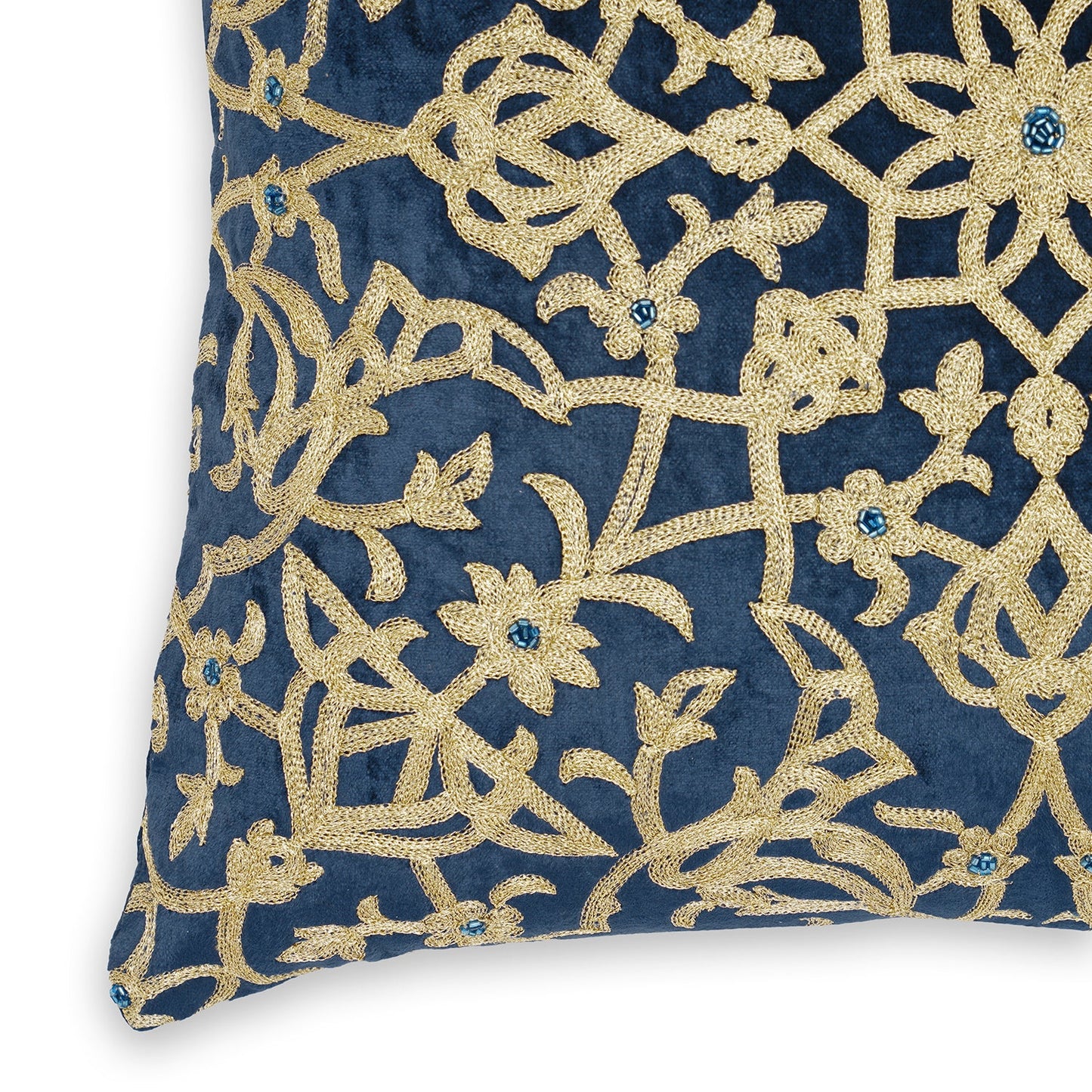 Blue Embroidered Motif Cushion Cover
