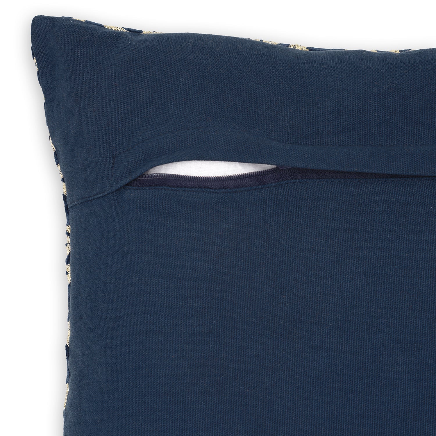 Blue Embroidered Motif Cushion Cover