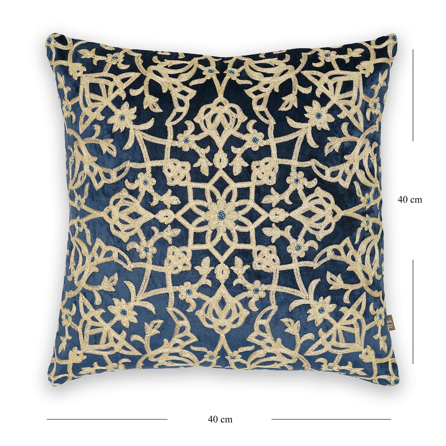 Blue Embroidered Motif Cushion Cover