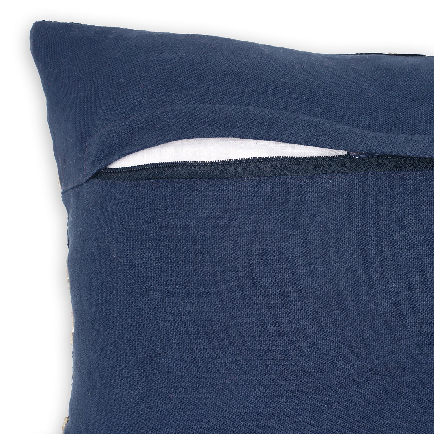 Blue and Gold Embroidered Rectangle Cushion Cover