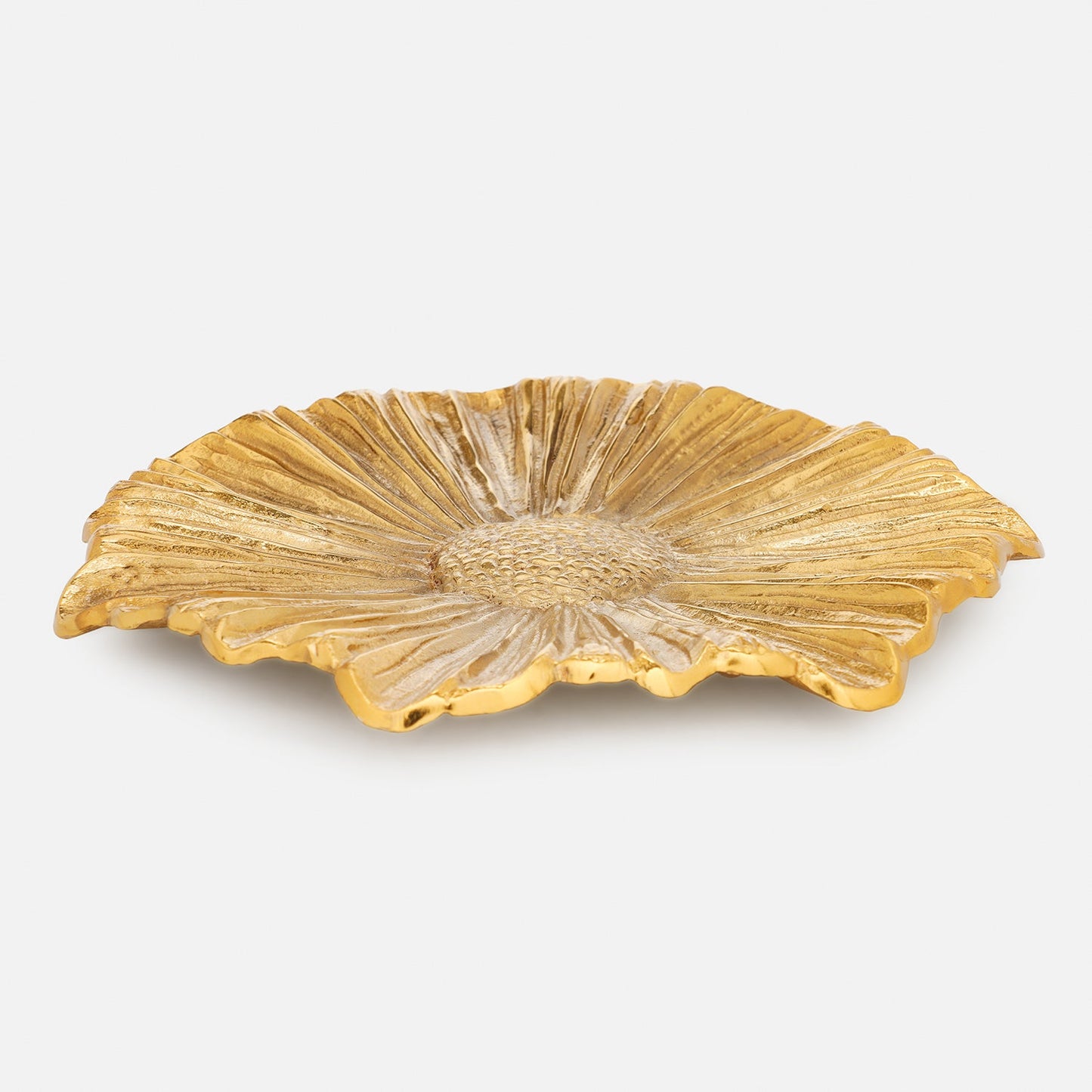 Gold Metal Flower Decorative Platter - Large