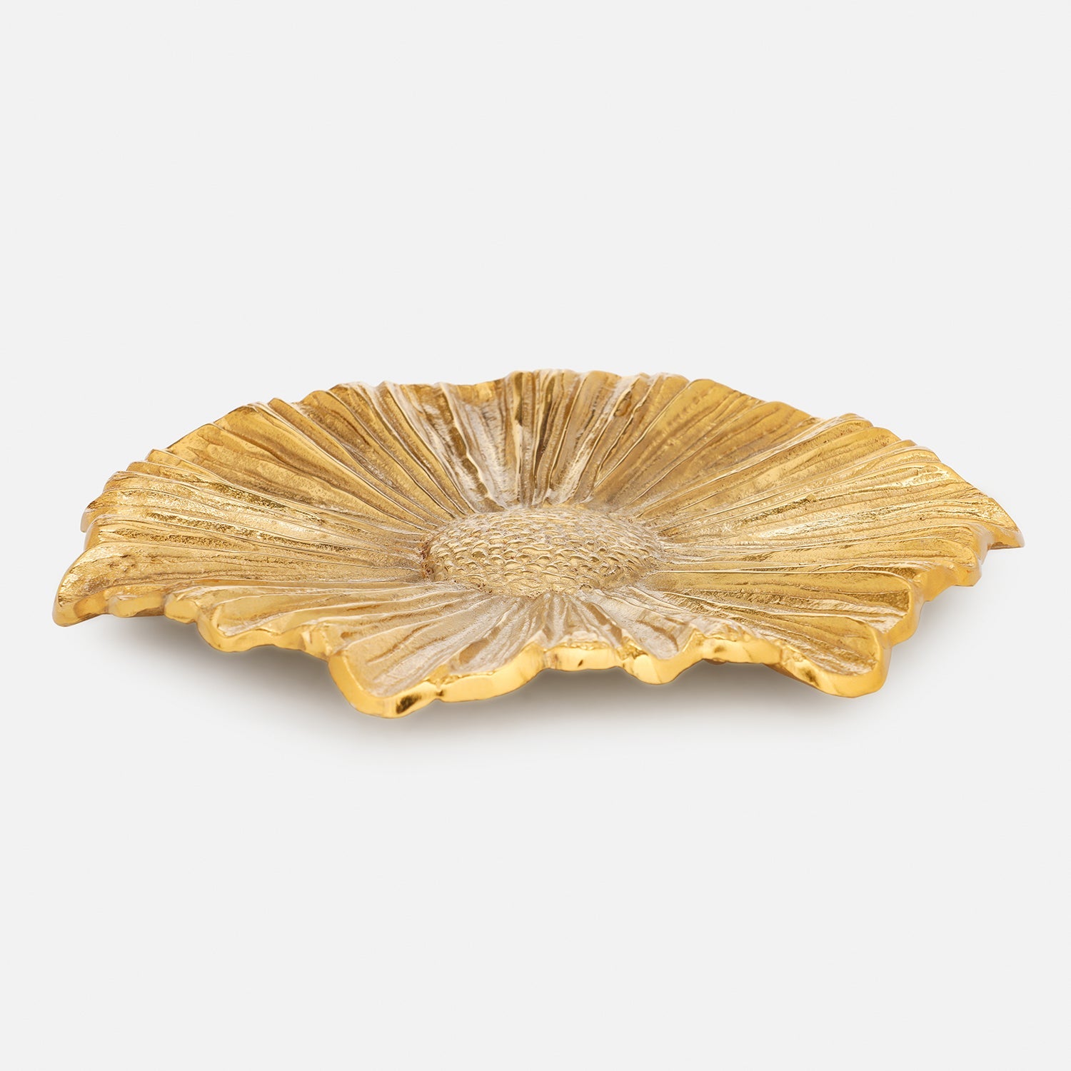 Gold Metal Flower Decorative Platter - Large