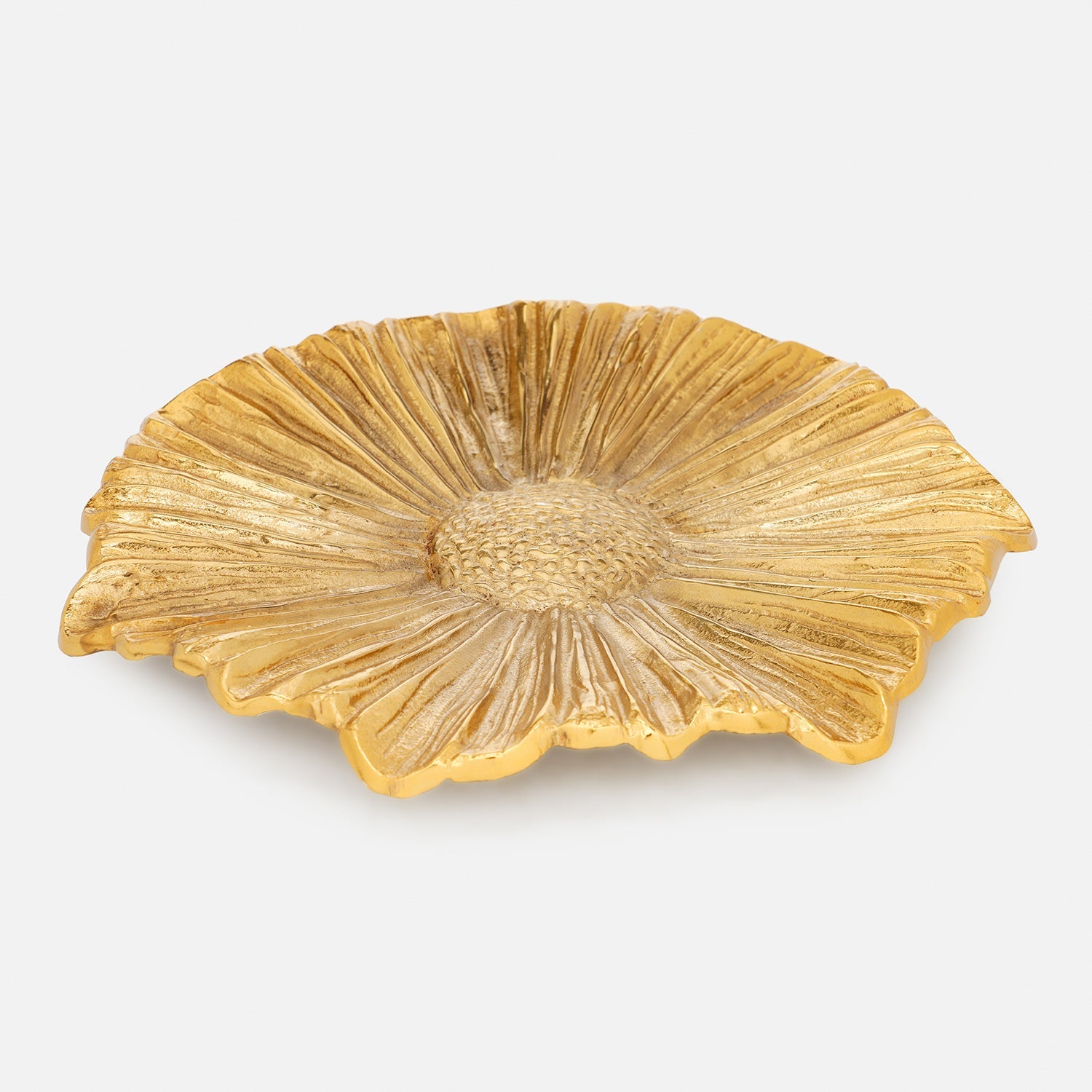 Gold Metal Flower Decorative Platter - Large