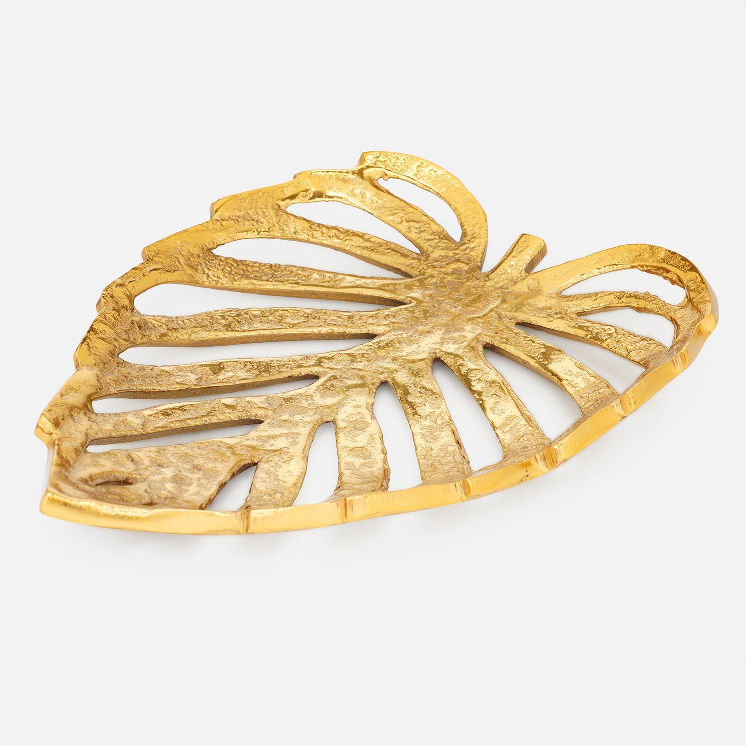 Gold Metal Scalloped Leaf Decorative Platter - Small