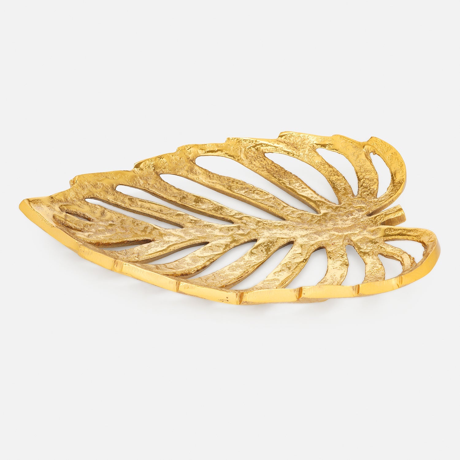 Gold Metal Scalloped Leaf Decorative Platter - Small