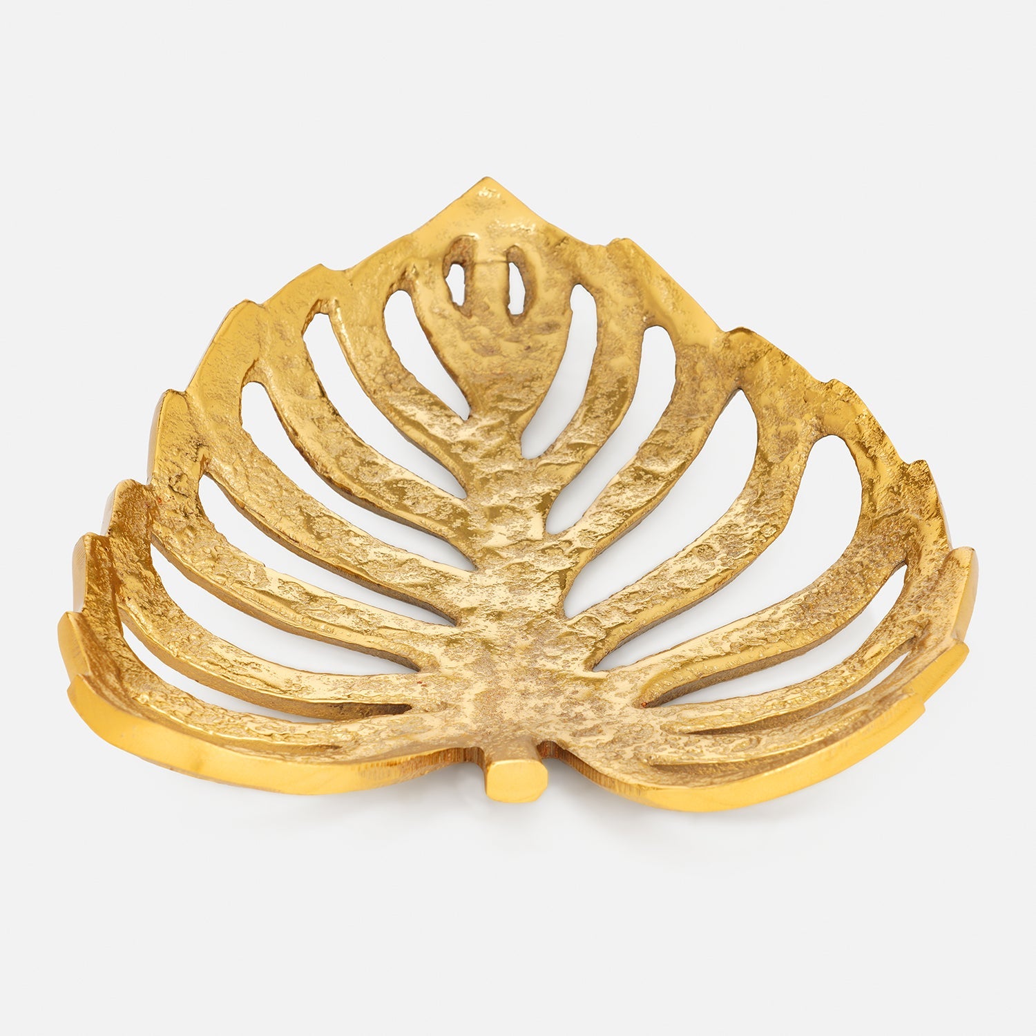 Gold Metal Scalloped Leaf Decorative Platter - Small
