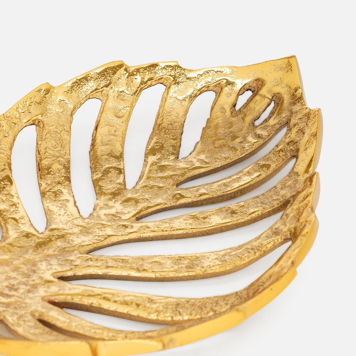 Gold Metal Scalloped Leaf Decorative Platter - Small
