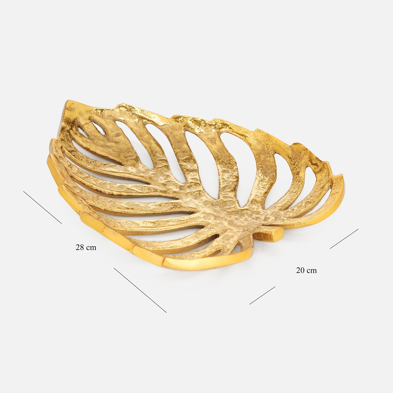 Gold Metal Scalloped Leaf Decorative Platter - Small