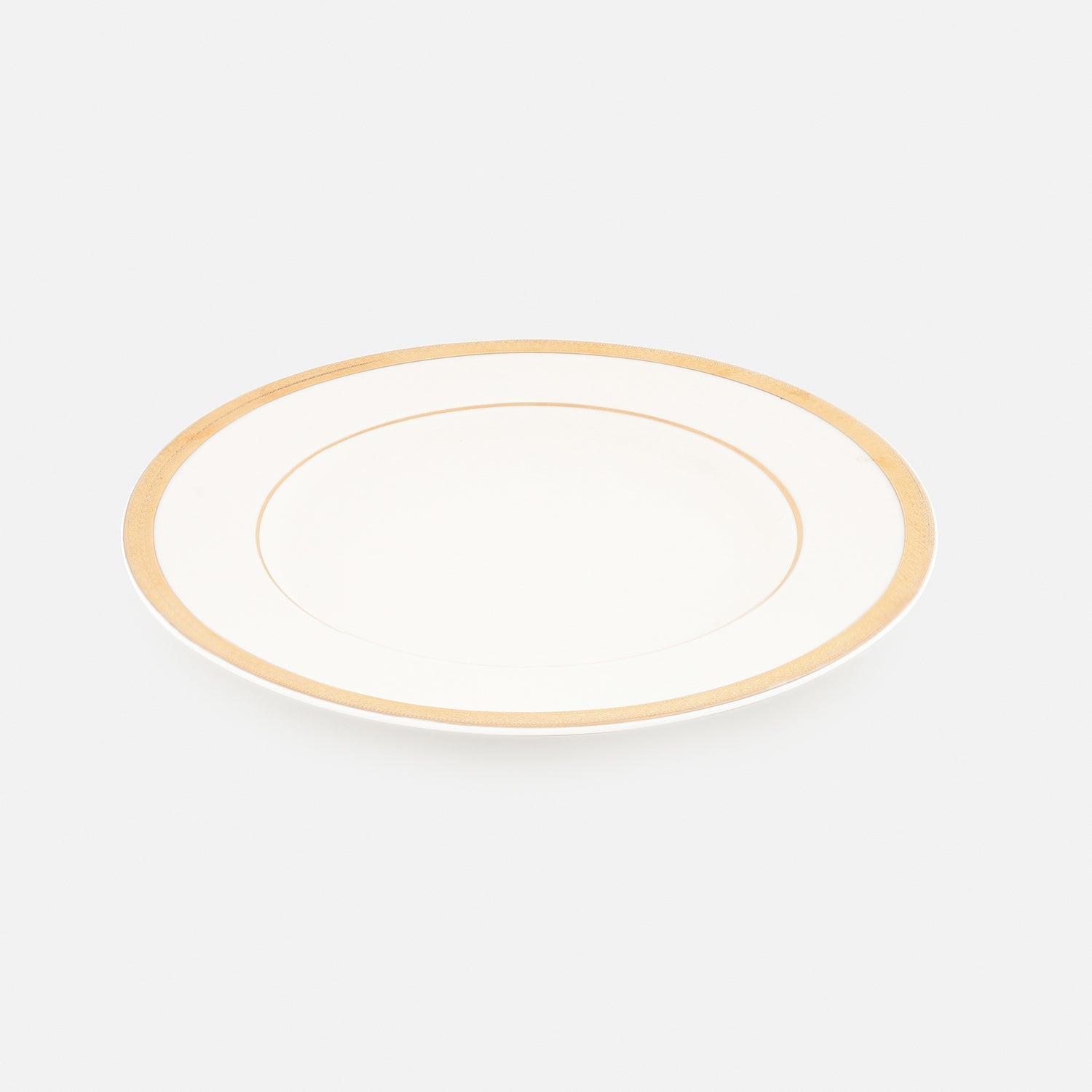 Set of 2 Ivory and Gold Rim Detail Ceramic Dessert Plates