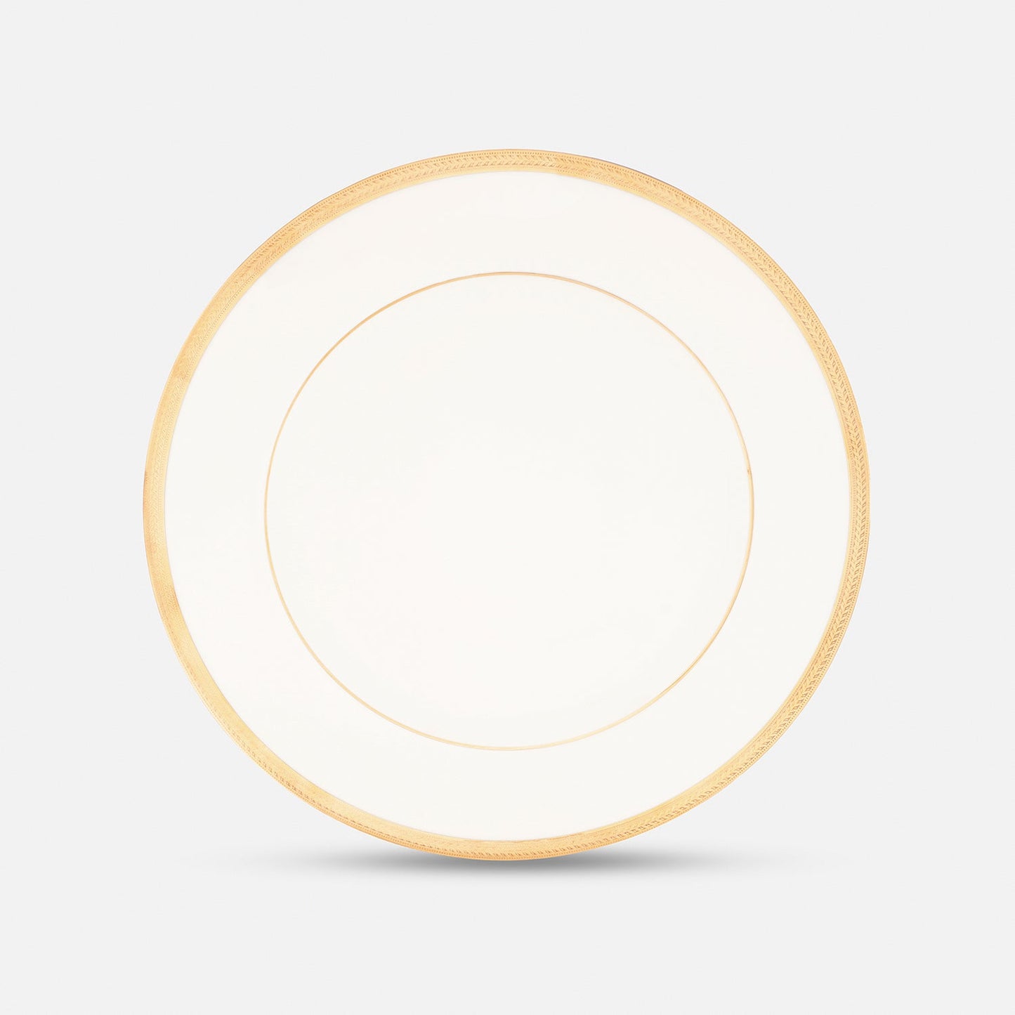 Set of 2 Ivory and Gold Rim Detail Ceramic Dessert Plates