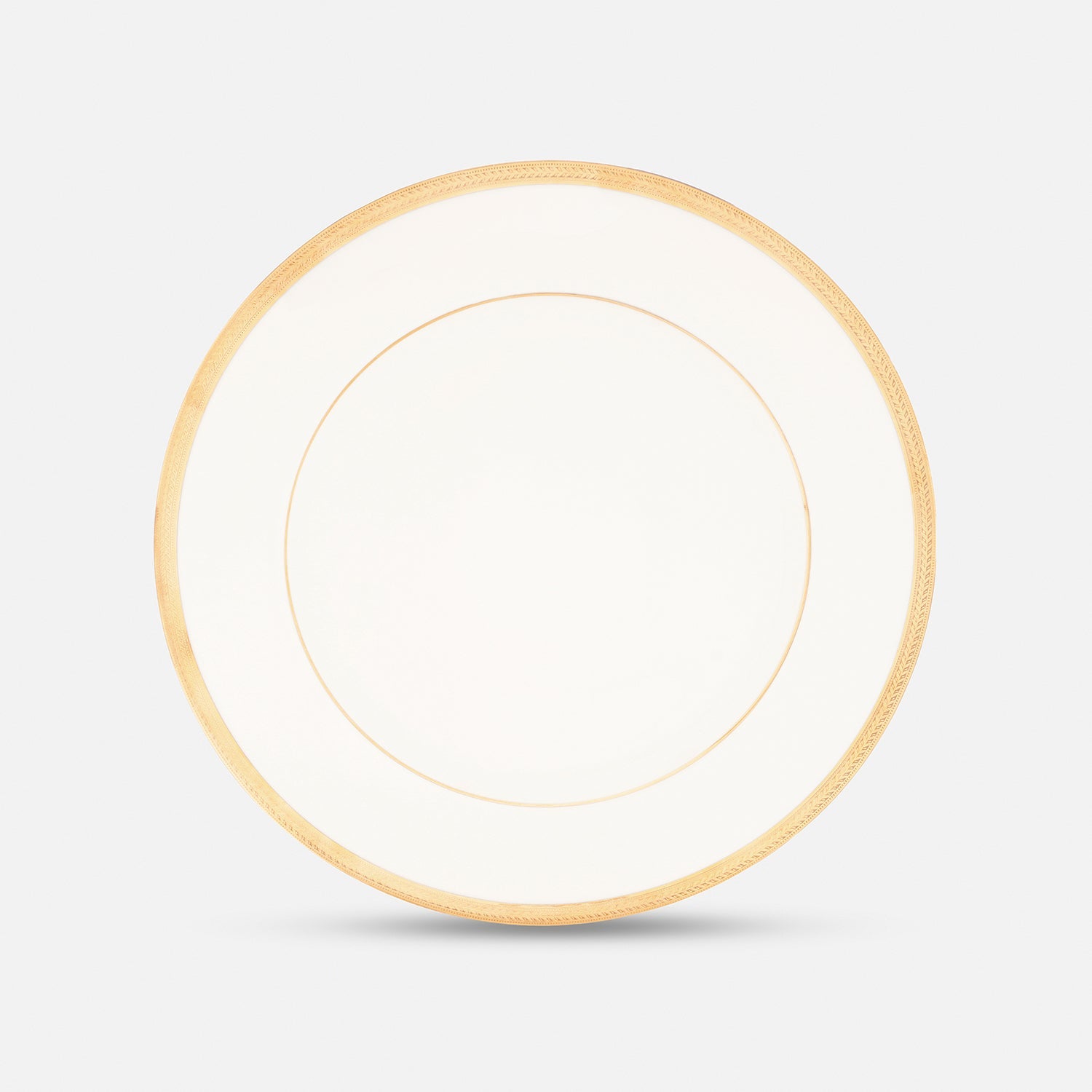 Set of 2 Ivory and Gold Rim Detail Ceramic Dessert Plates