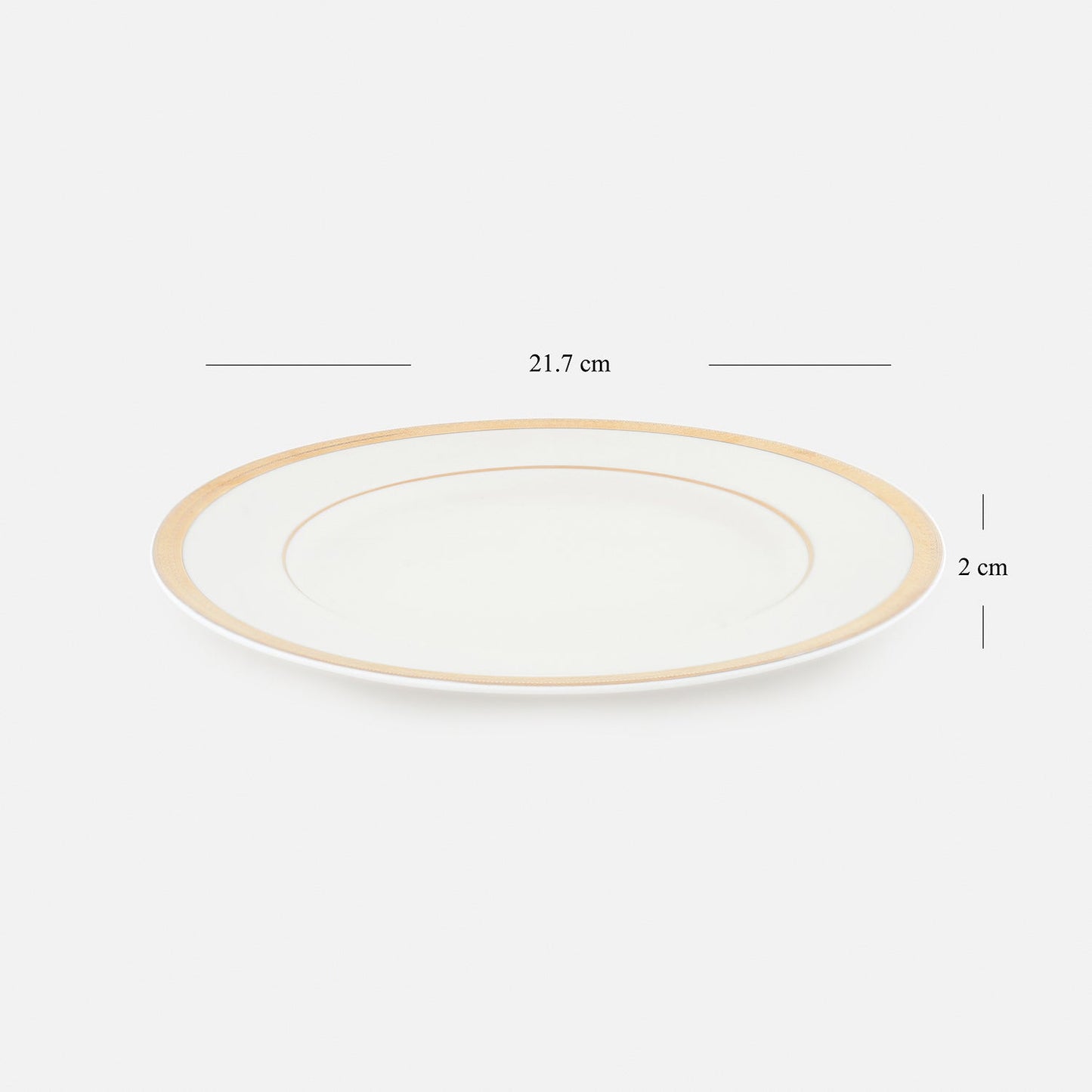 Set of 2 Ivory and Gold Rim Detail Ceramic Dessert Plates