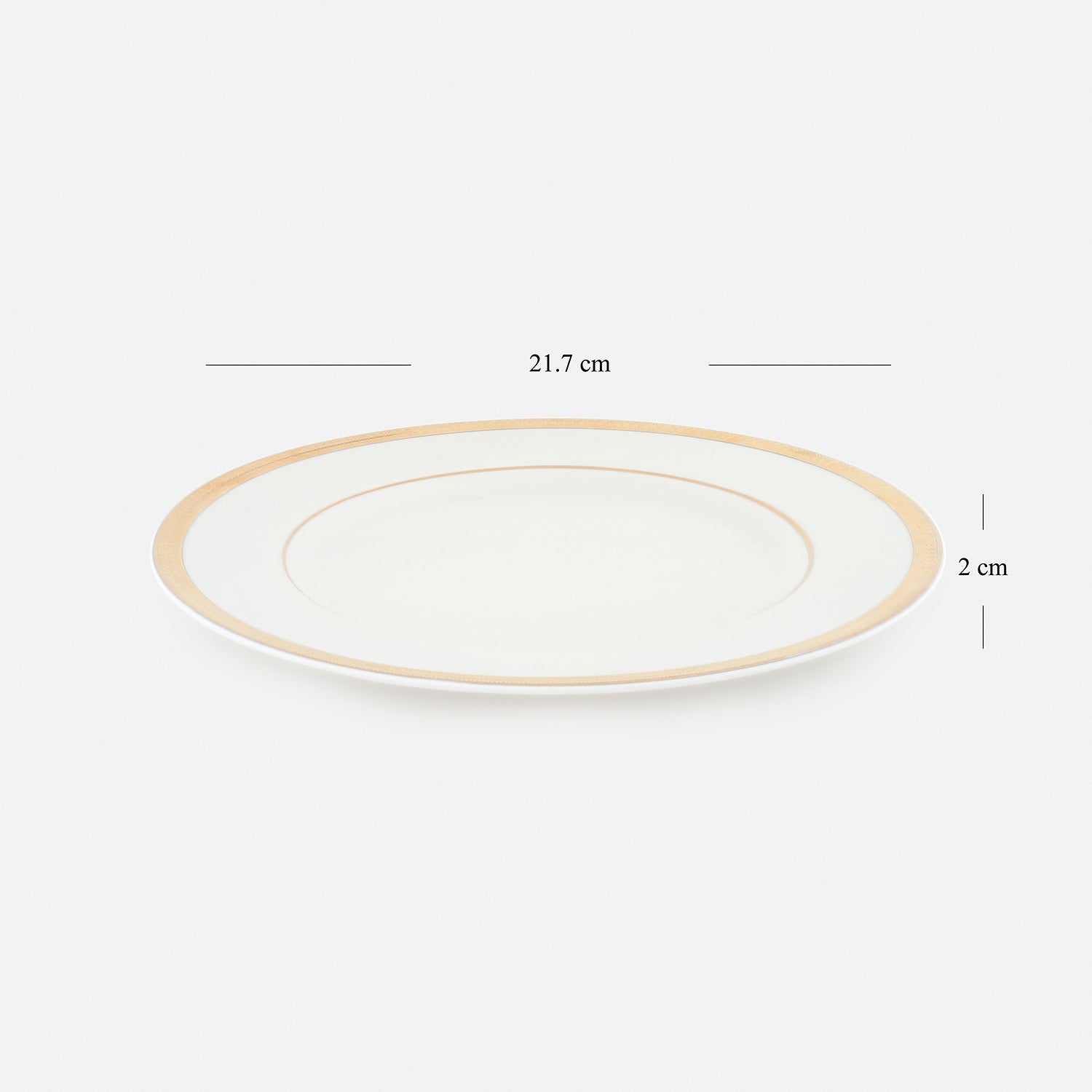 Set of 2 Ivory and Gold Rim Detail Ceramic Dessert Plates