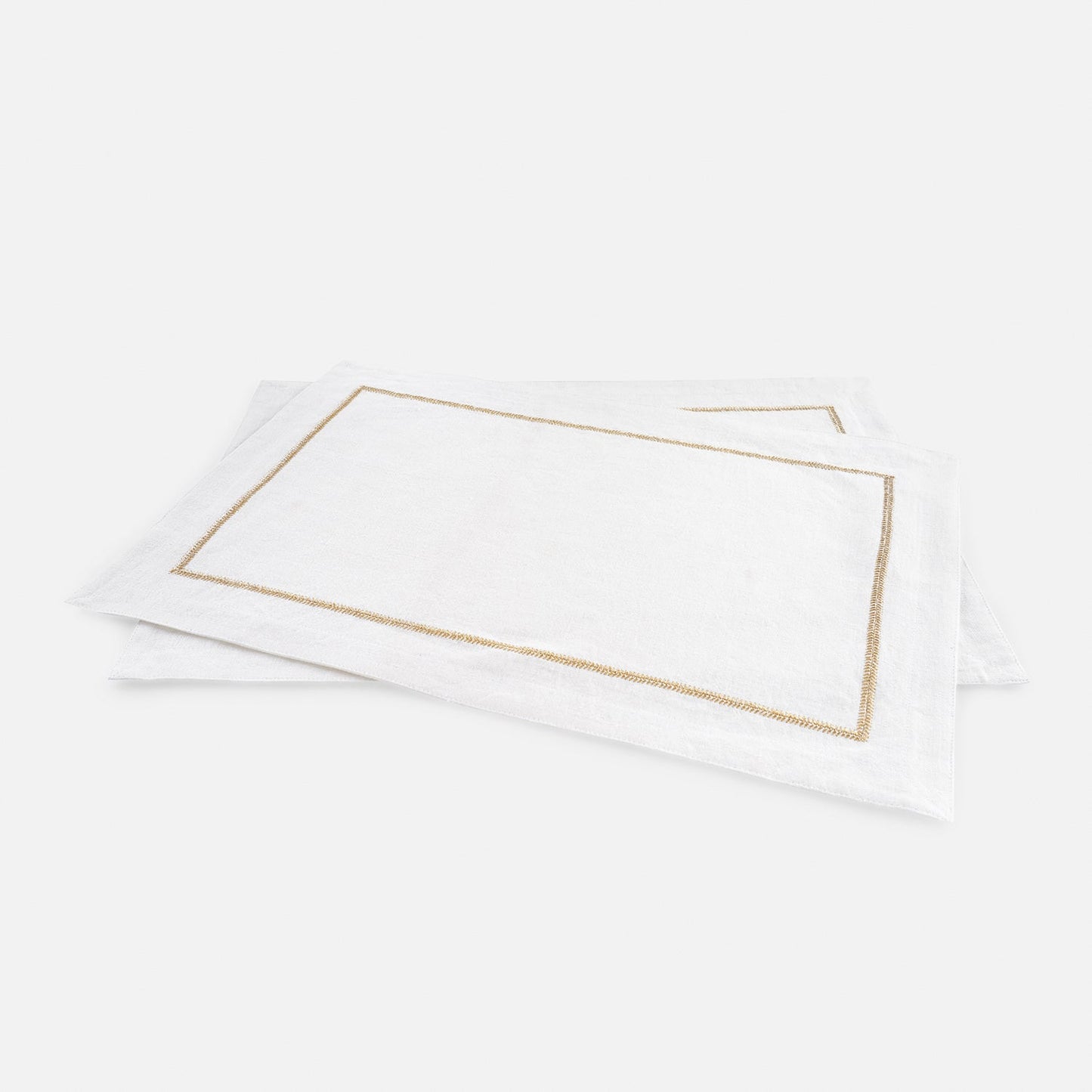 Set of 2 Off White Linen Zari Embroidered Placemats