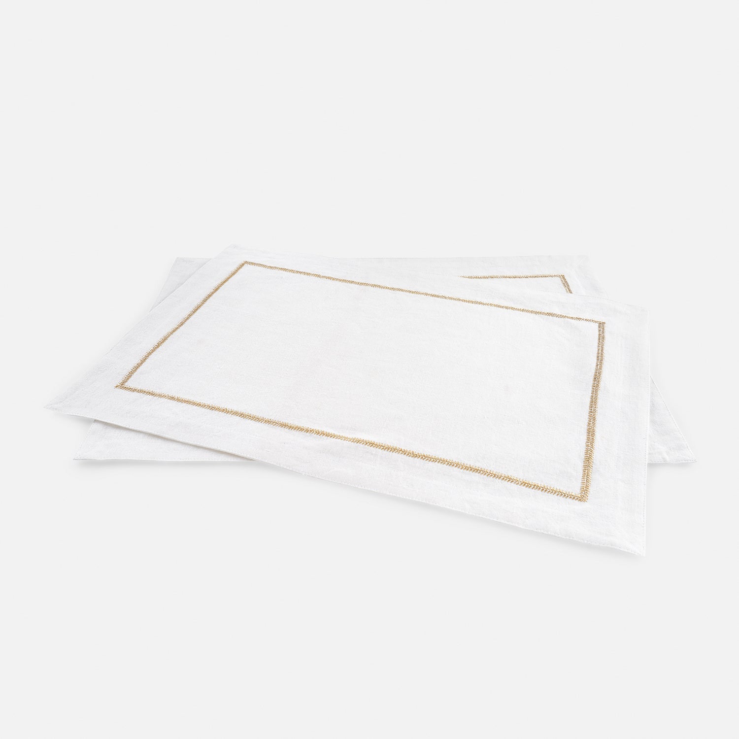 Set of 2 Off White Linen Zari Embroidered Placemats
