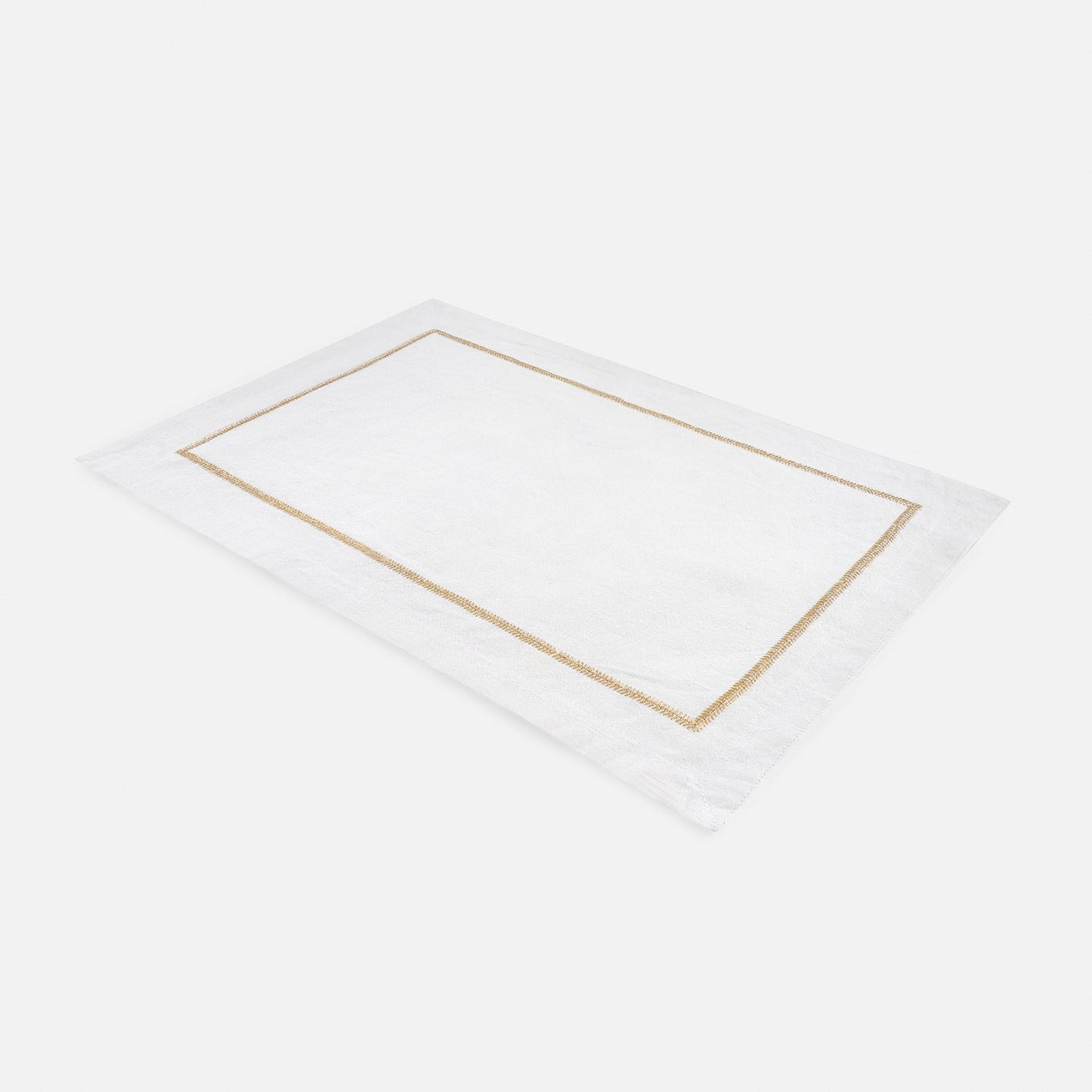 Set of 2 Off White Linen Zari Embroidered Placemats