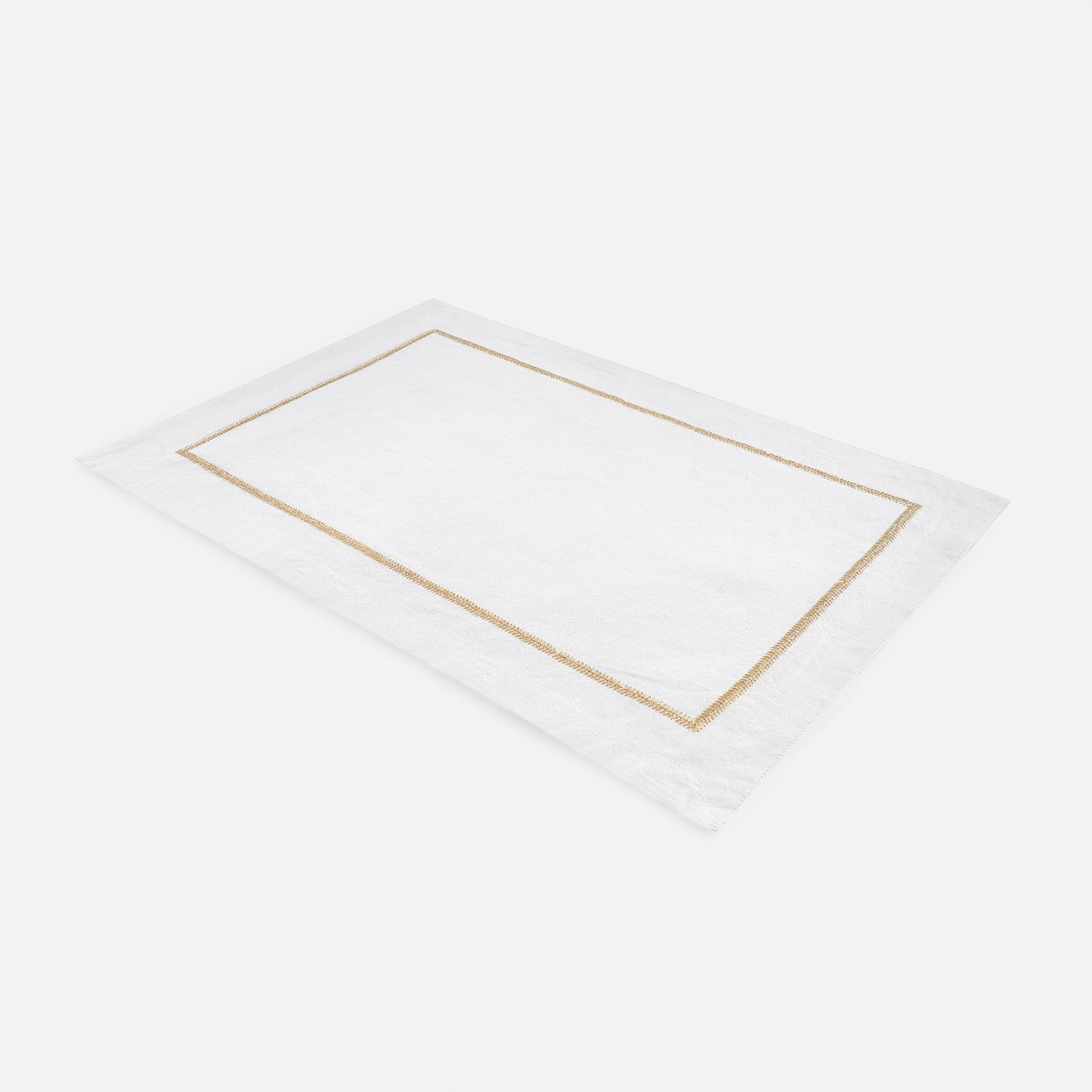 Set of 2 Off White Linen Zari Embroidered Placemats