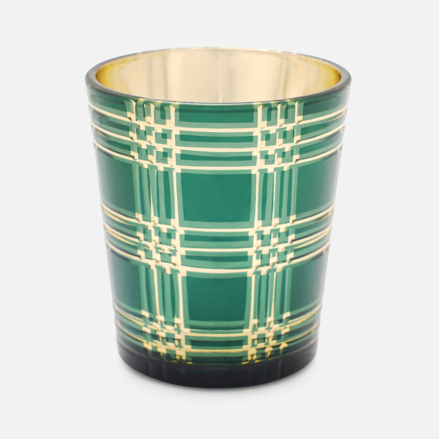 Set of 4 Green and Gold Cut Pattern Votives