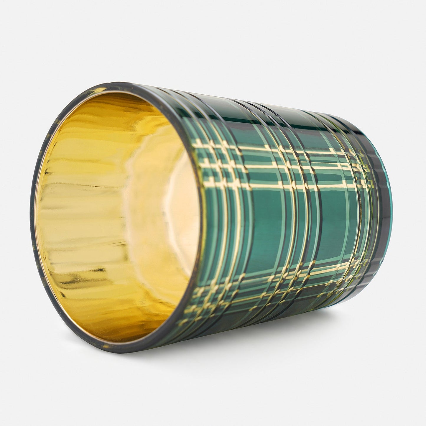 Set of 4 Green and Gold Cut Pattern Votives